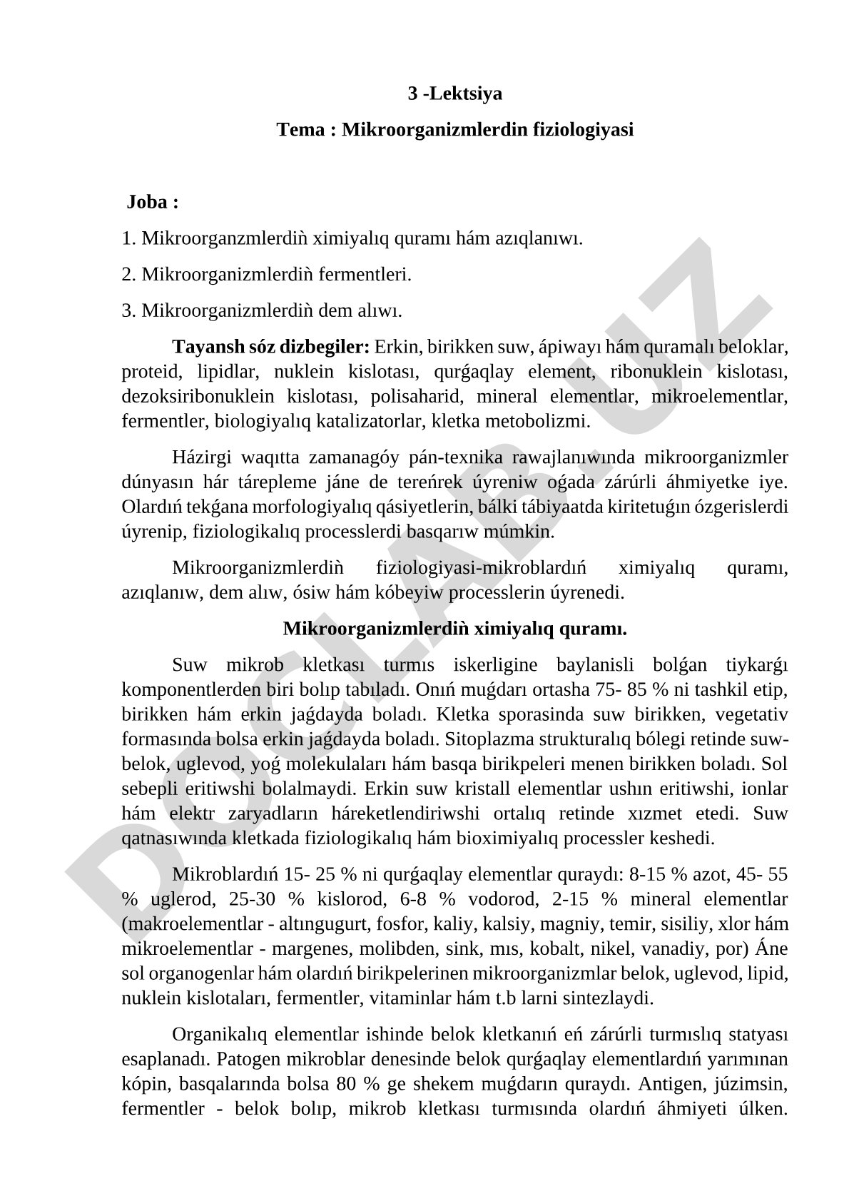 Mikroorganizmlerdin fiziologiyasi