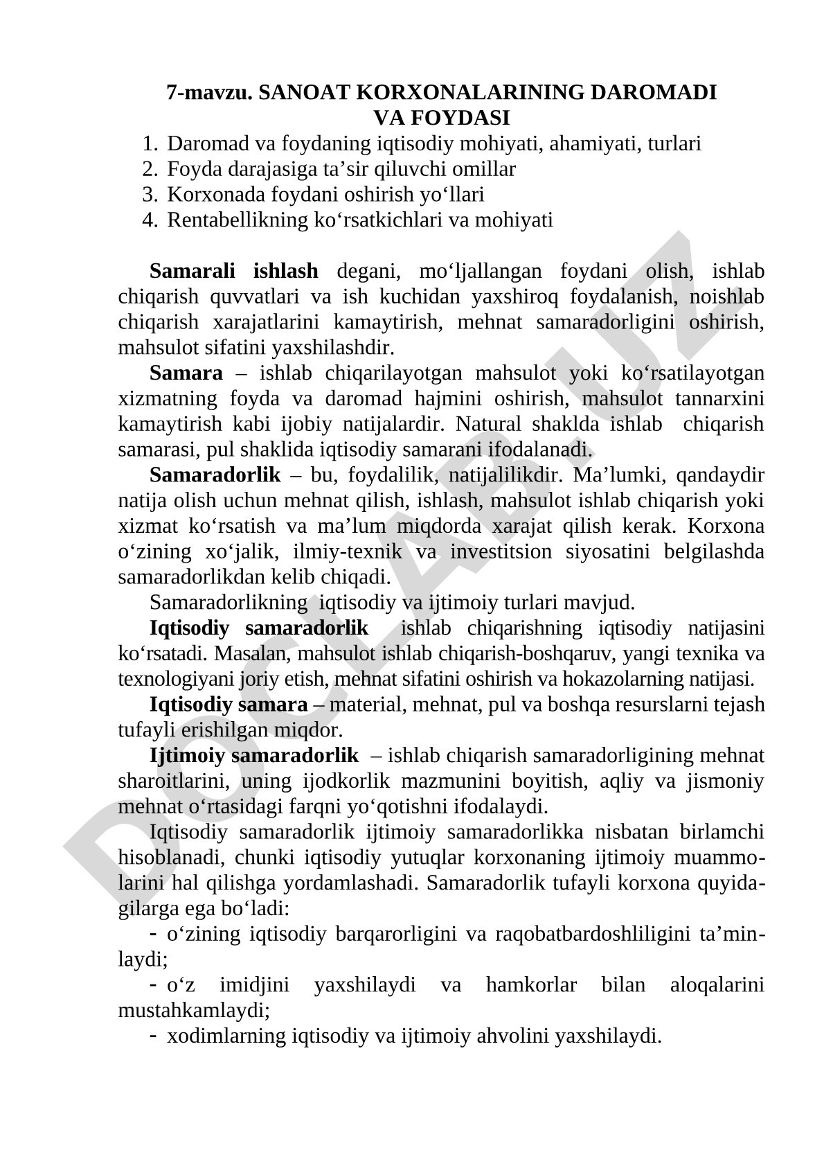 Sanoat korxonalarining daromadi va foydasi