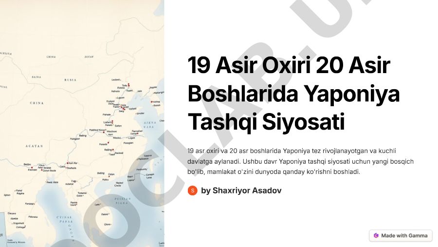 19 Asir Oxiri 20 Asir Boshlarida Yaponiya Tashqi Siyosati