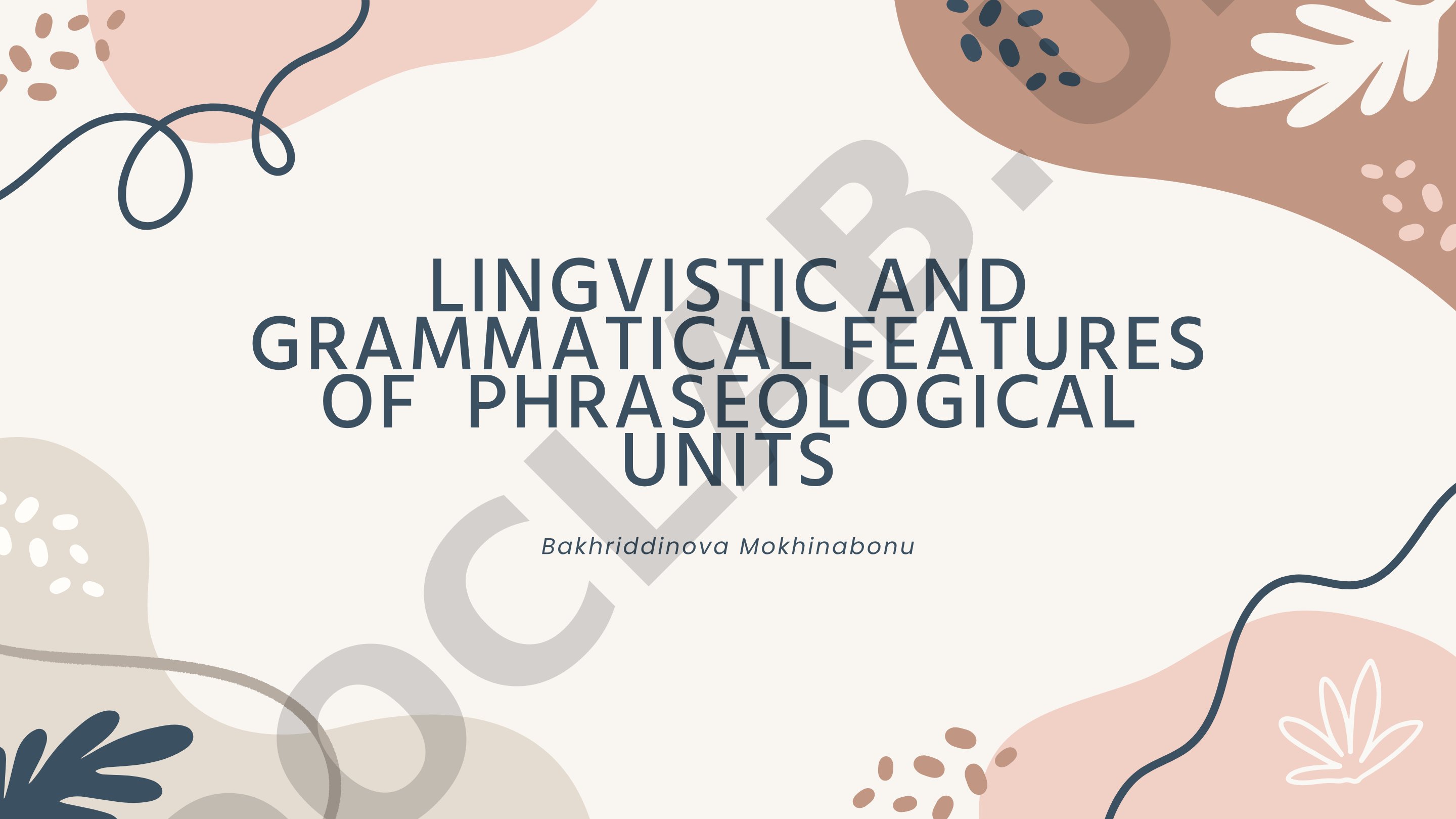 Linguistic and Grammatical Features of Phraseological Units