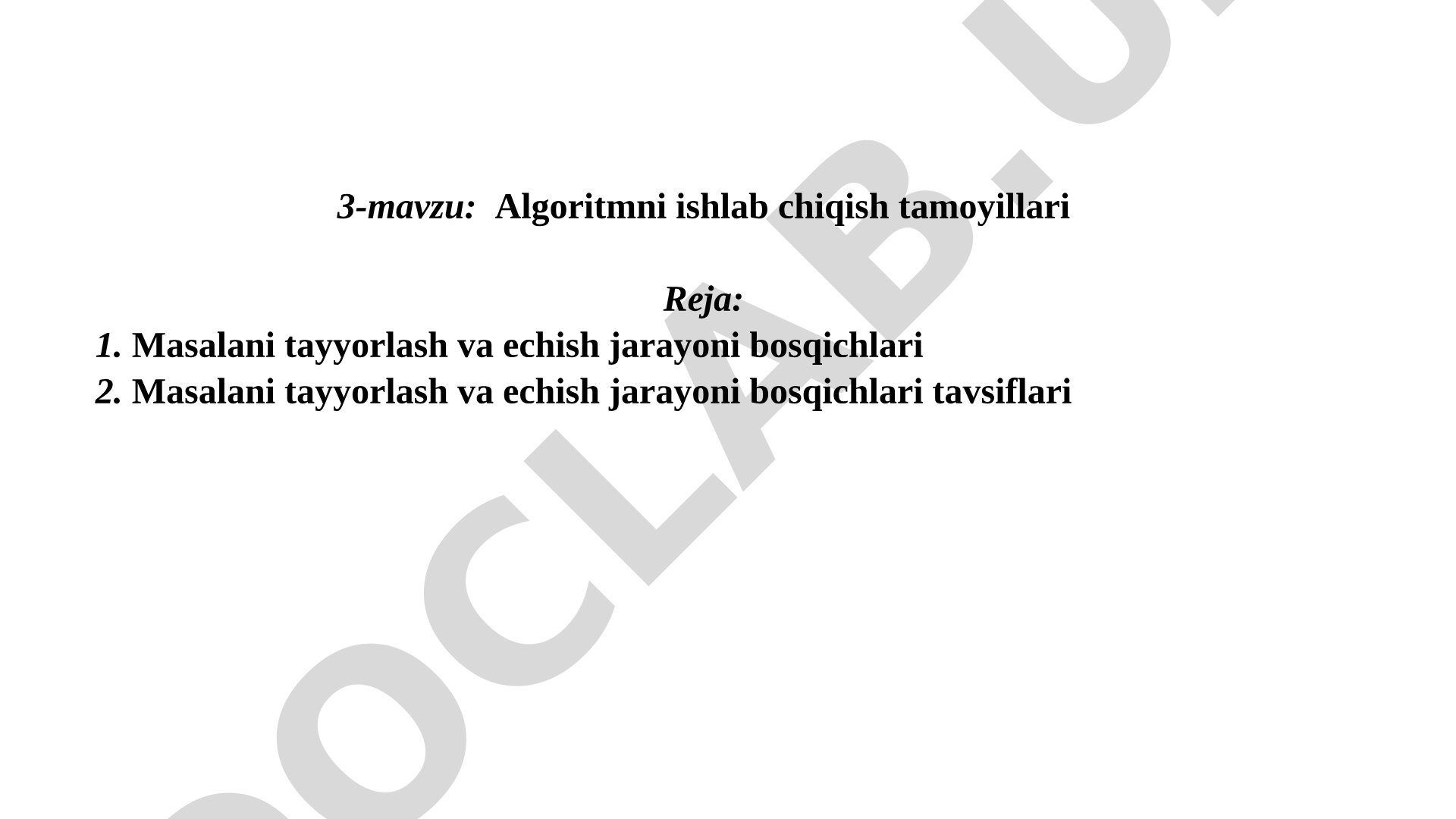 Algoritmni ishlab chiqish tamoyillari