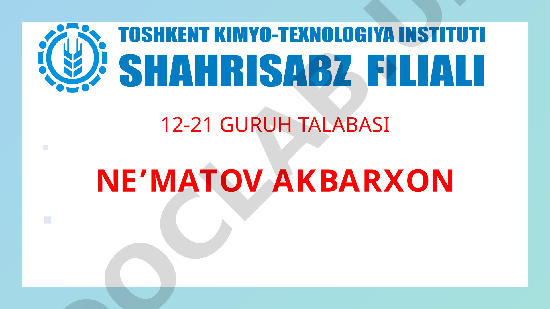 Suvning ifloslanishi va uni tozalash