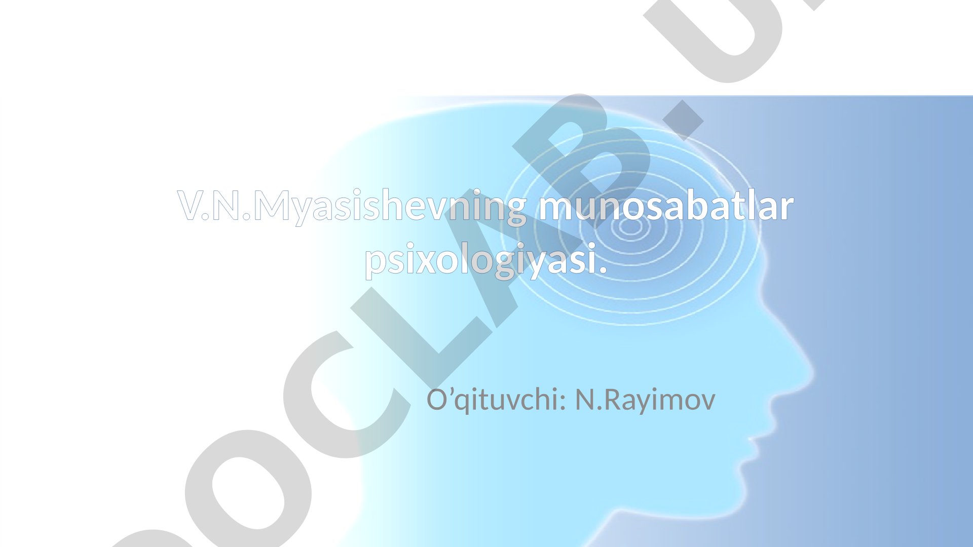 V.N.Myasishevning munosabatlar psixologiyasi