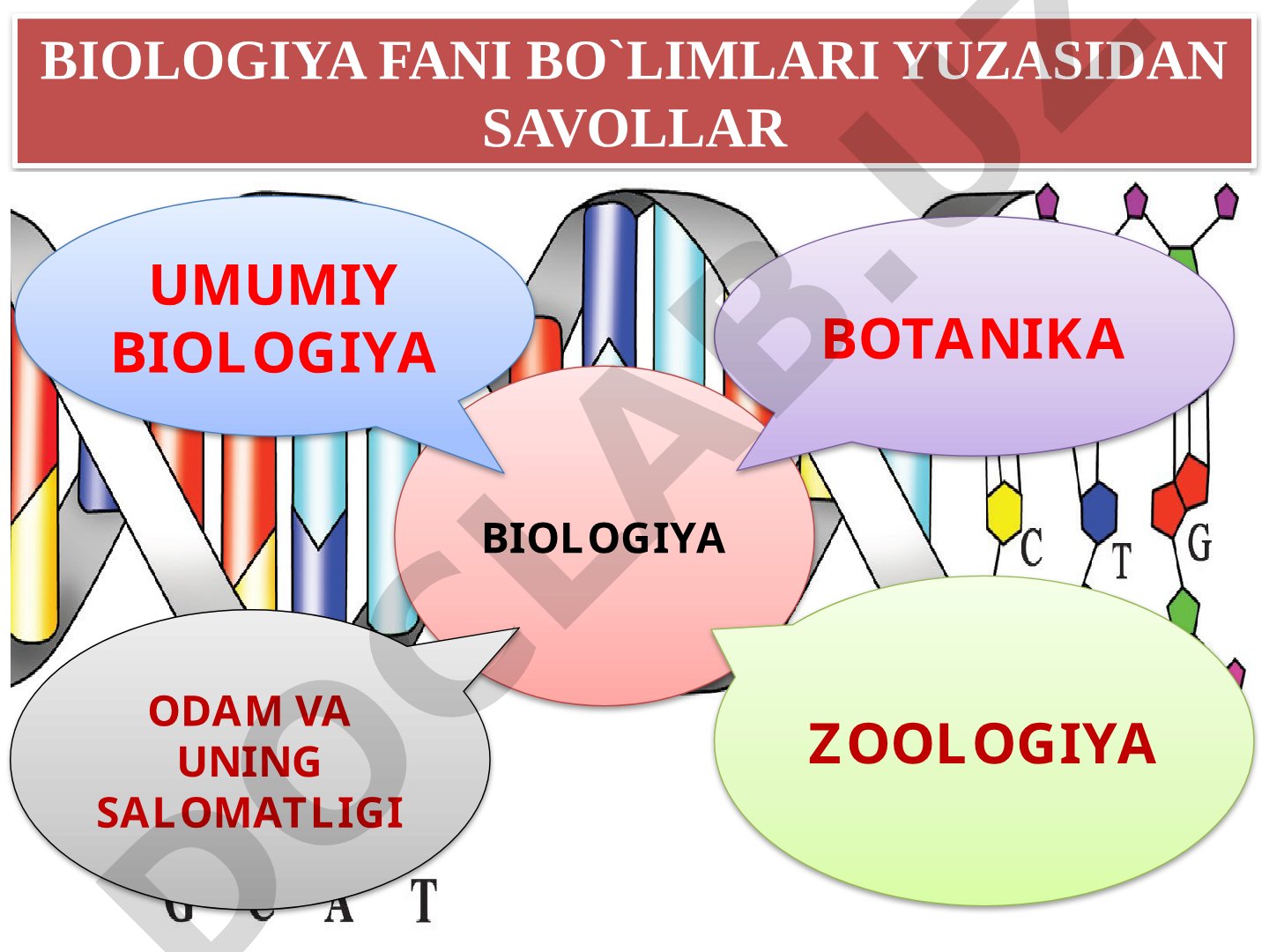 Biologiya fani bo`limlari yuzasidan savollar