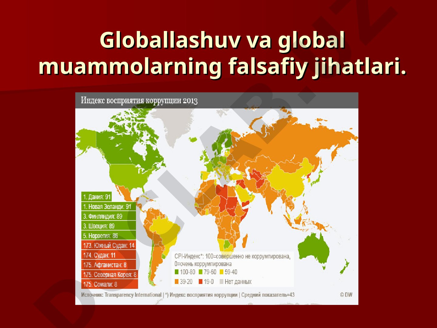 Globallashuv va global muammolarning falsafiy jihatlari
