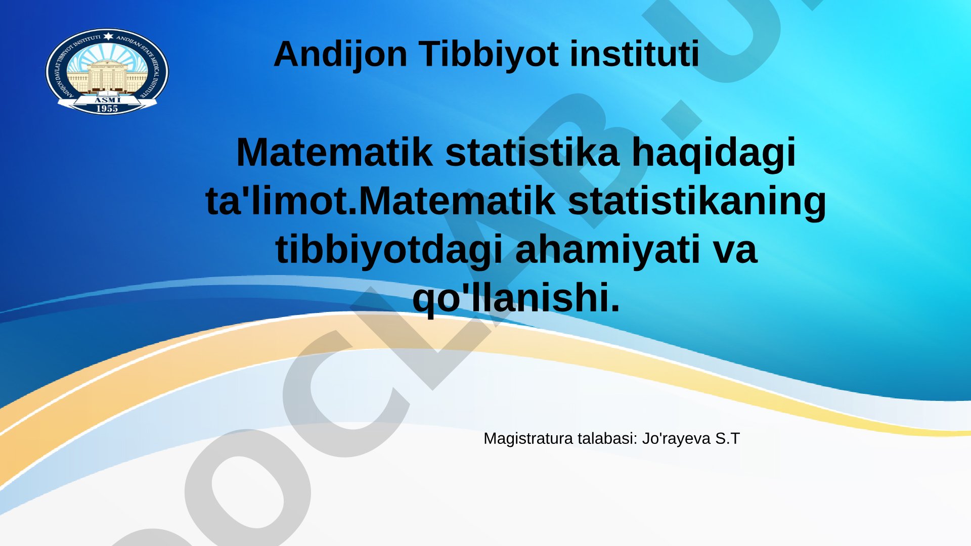 Matematik statistikaning tibbiyotdagi ahamiyati va qo'llanishi