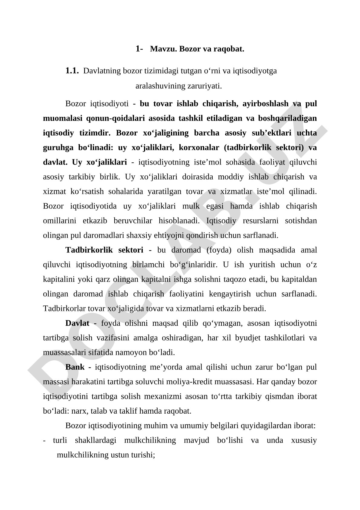 Bozor va raqobat