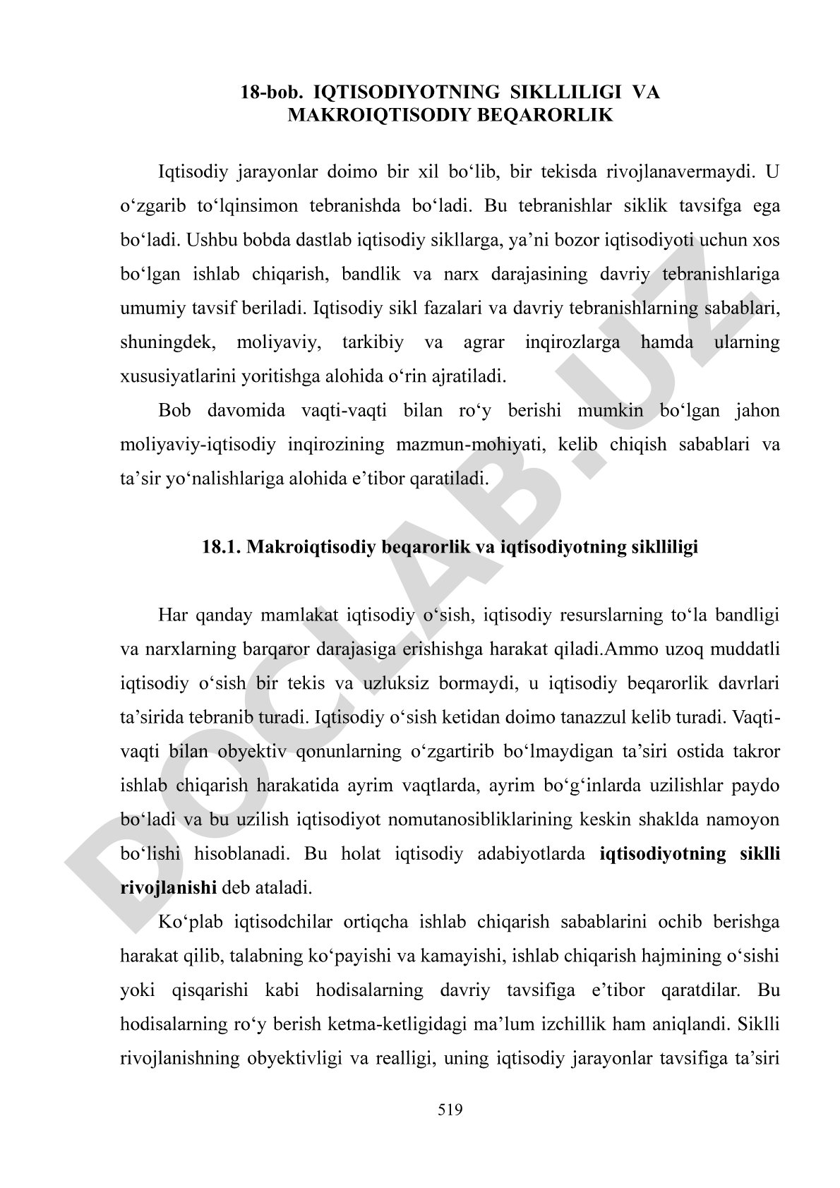 Iqtisodiyotning siklliligi va makroiqtisodiy beqarorlik
