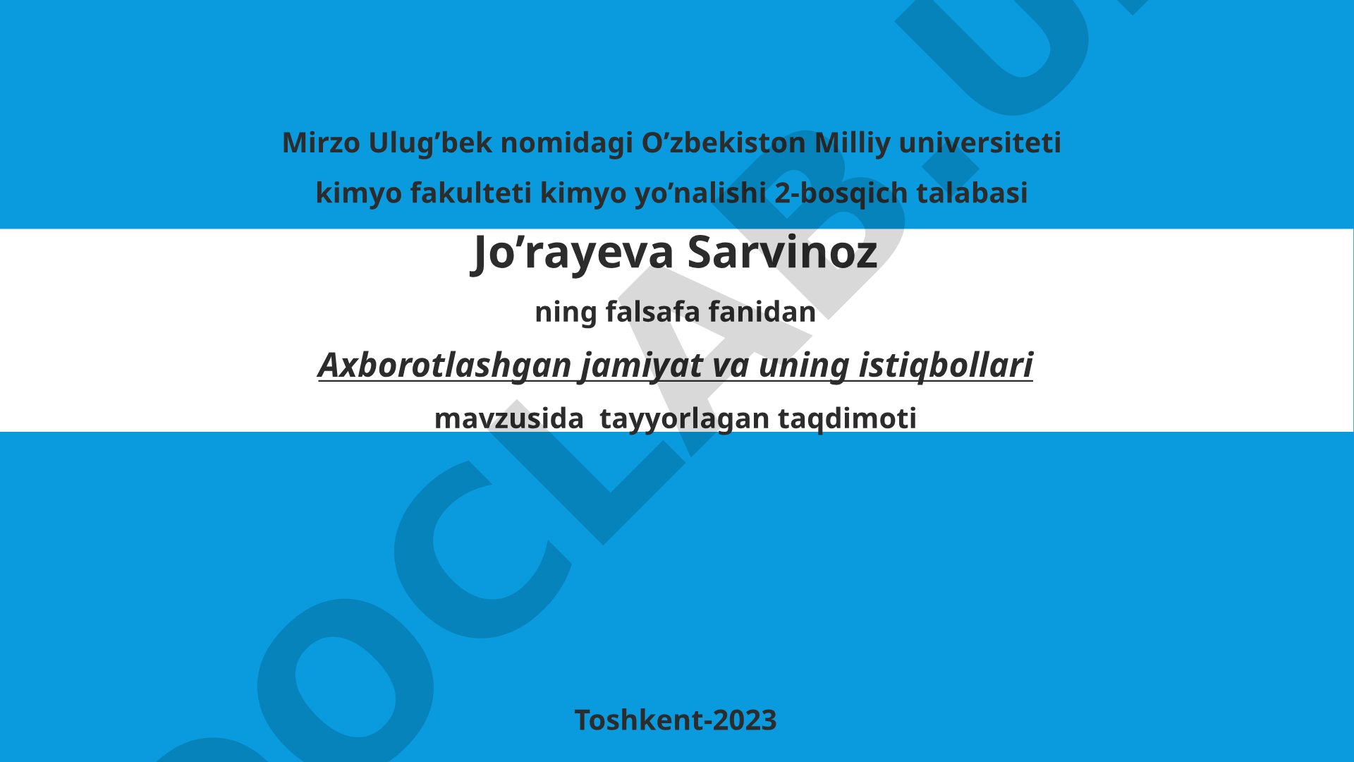 Axborotlashgan jamiyat va uning istiqbollari