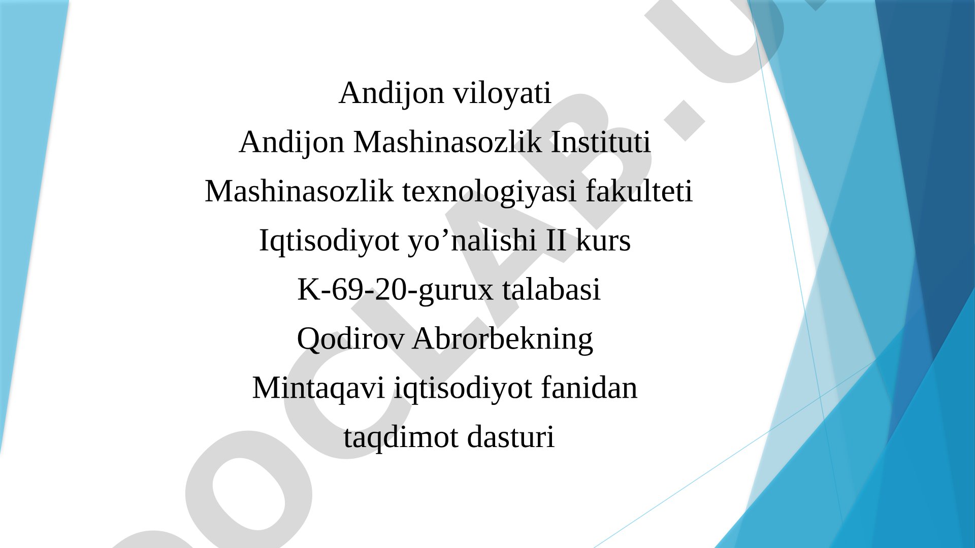 Toshkent shahar sanoat tarmog'ini rivojlantirish