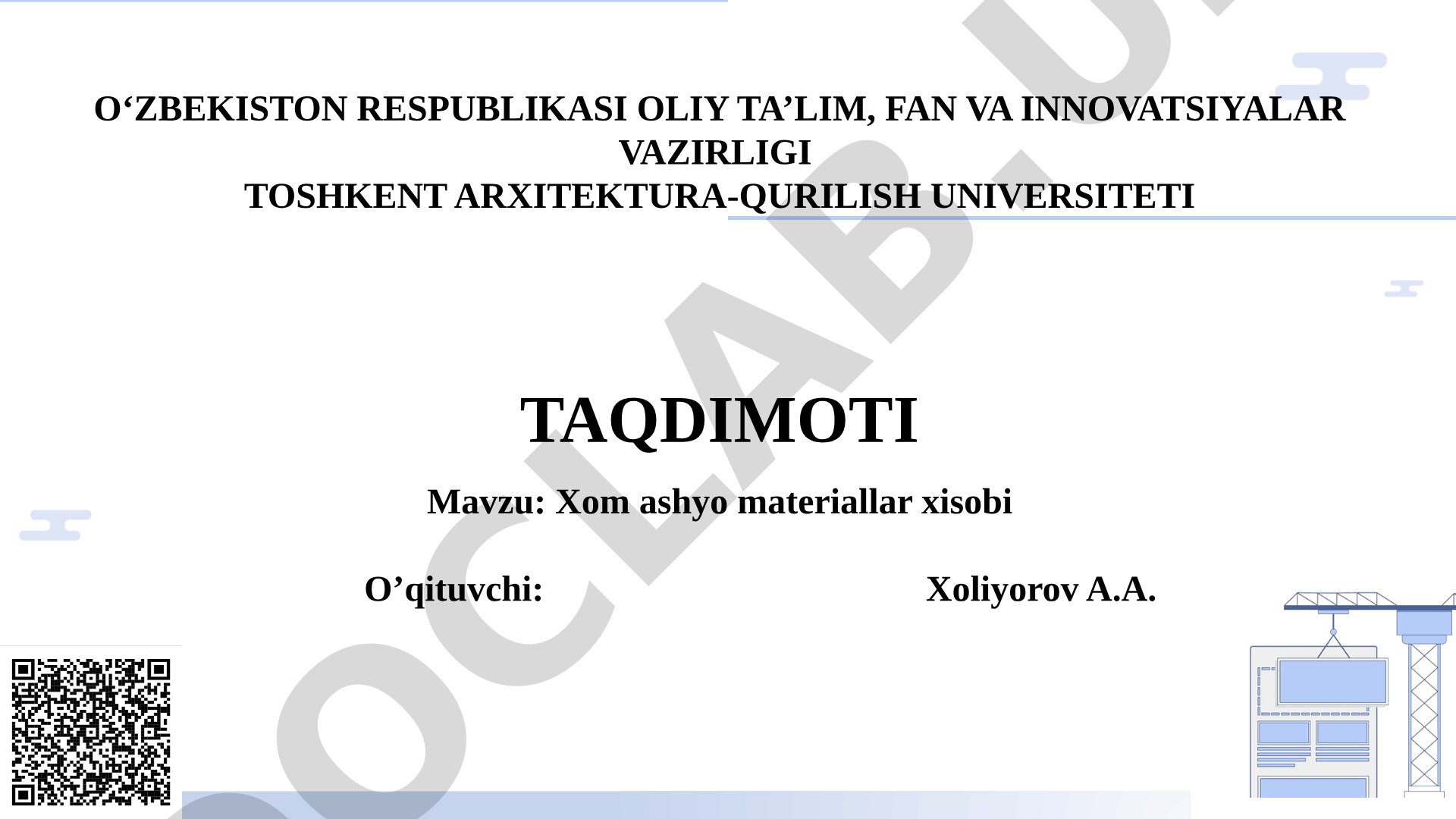 Xom ashyo materiallar xisobi