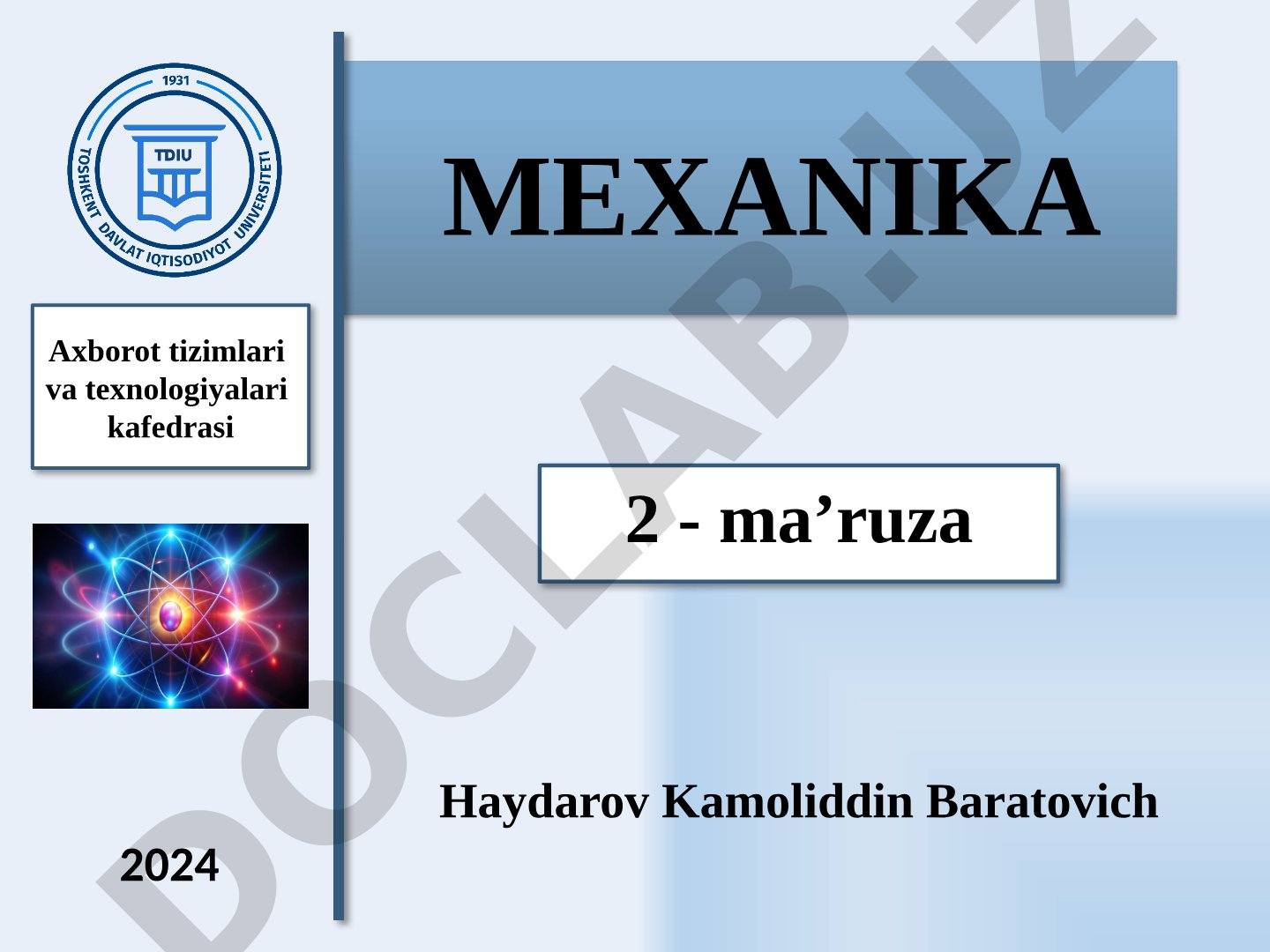 Mexanika 2 - ma’ruza