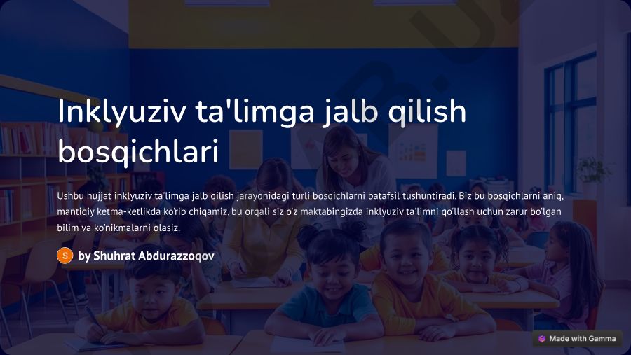 Inklyuziv ta'limga jalb qilish bosqichlari
