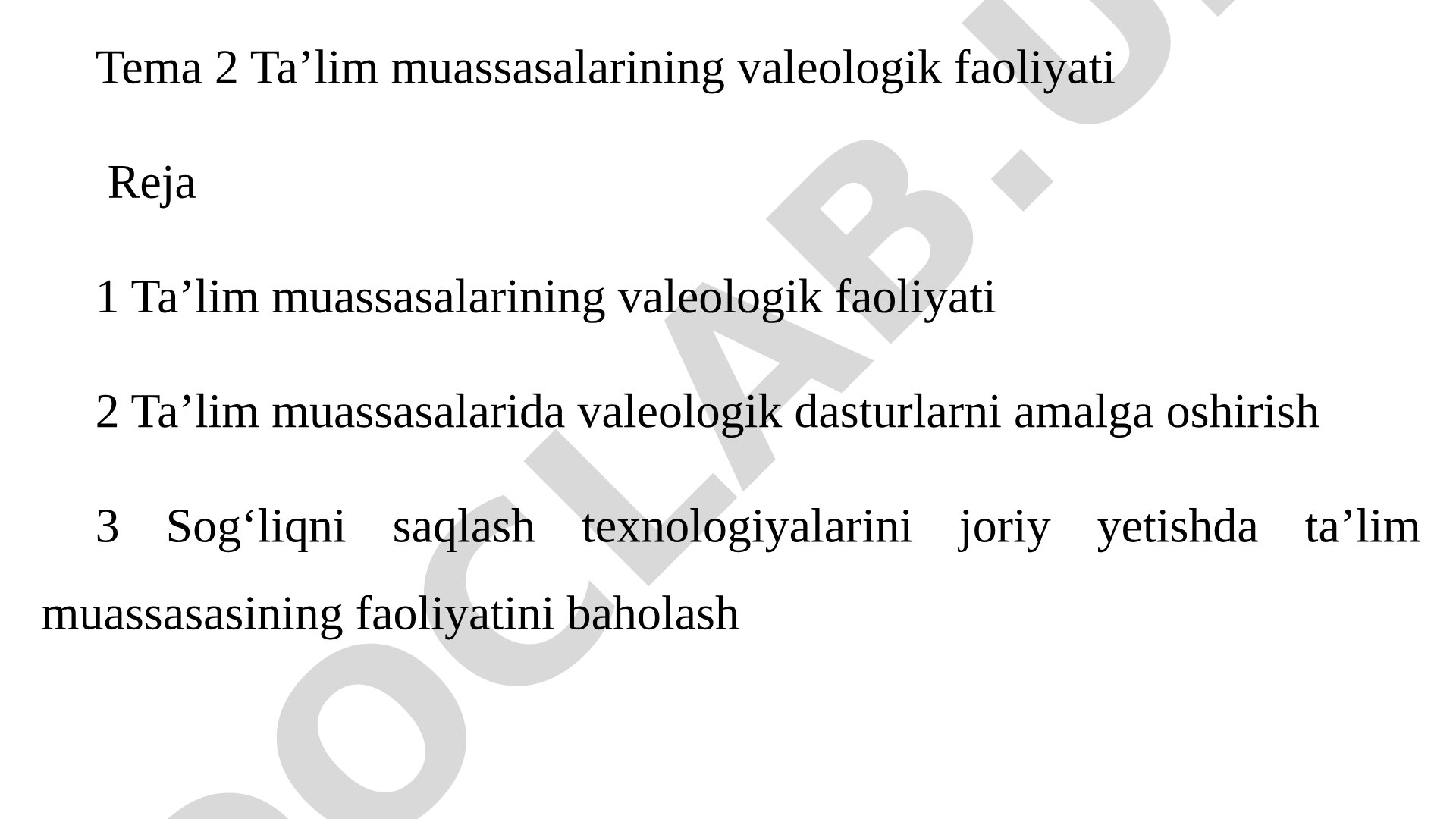 Ta’lim muassasalarining valeologik faoliyati