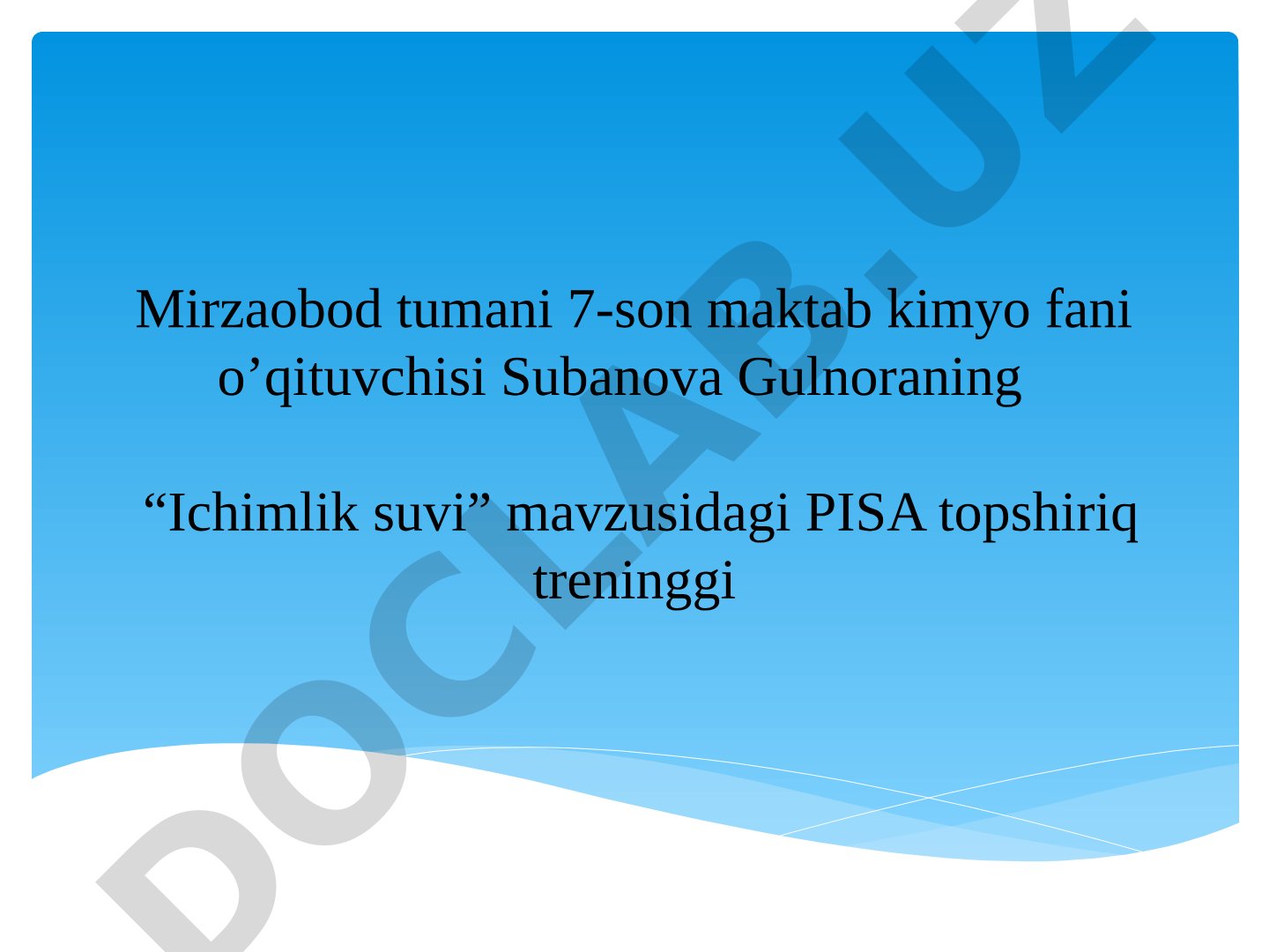 Ichimlik suvi mavzusidagi PISA topshiriq treninggi