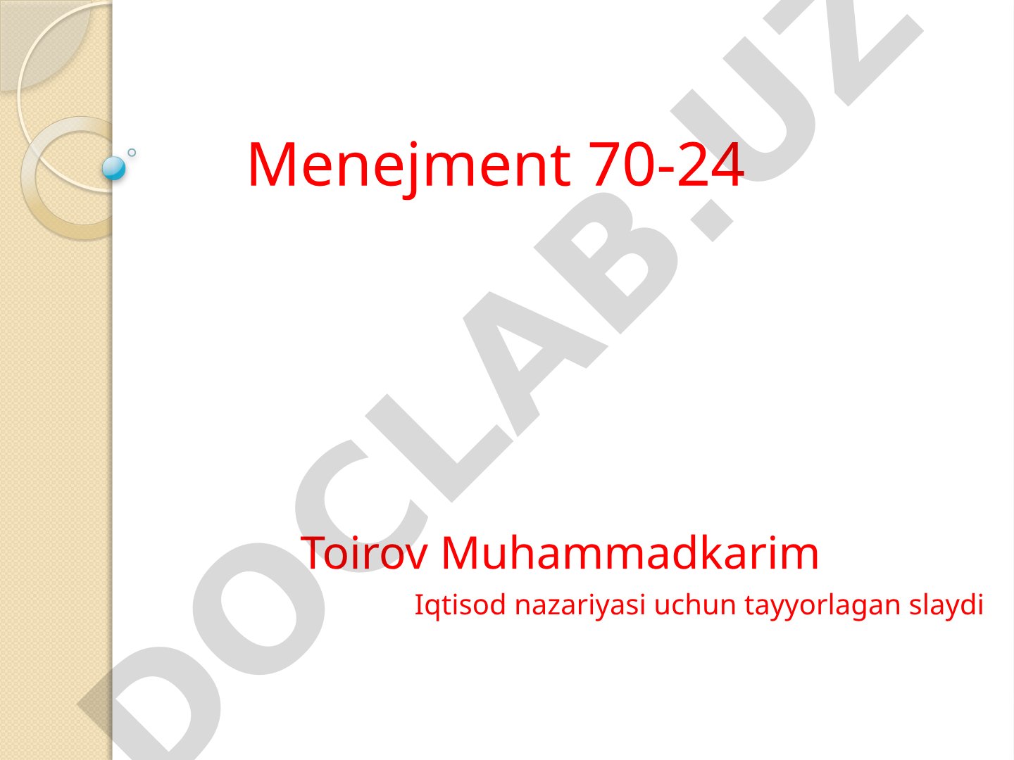Iqtisod nazariyasi va menejment