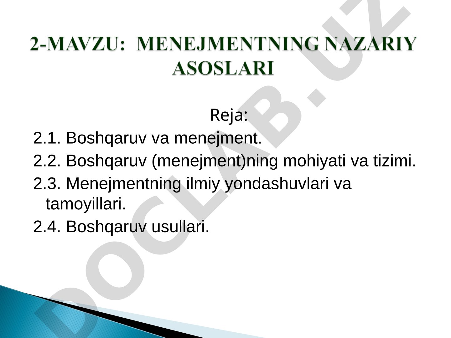 Boshqaruv va menejment asoslari