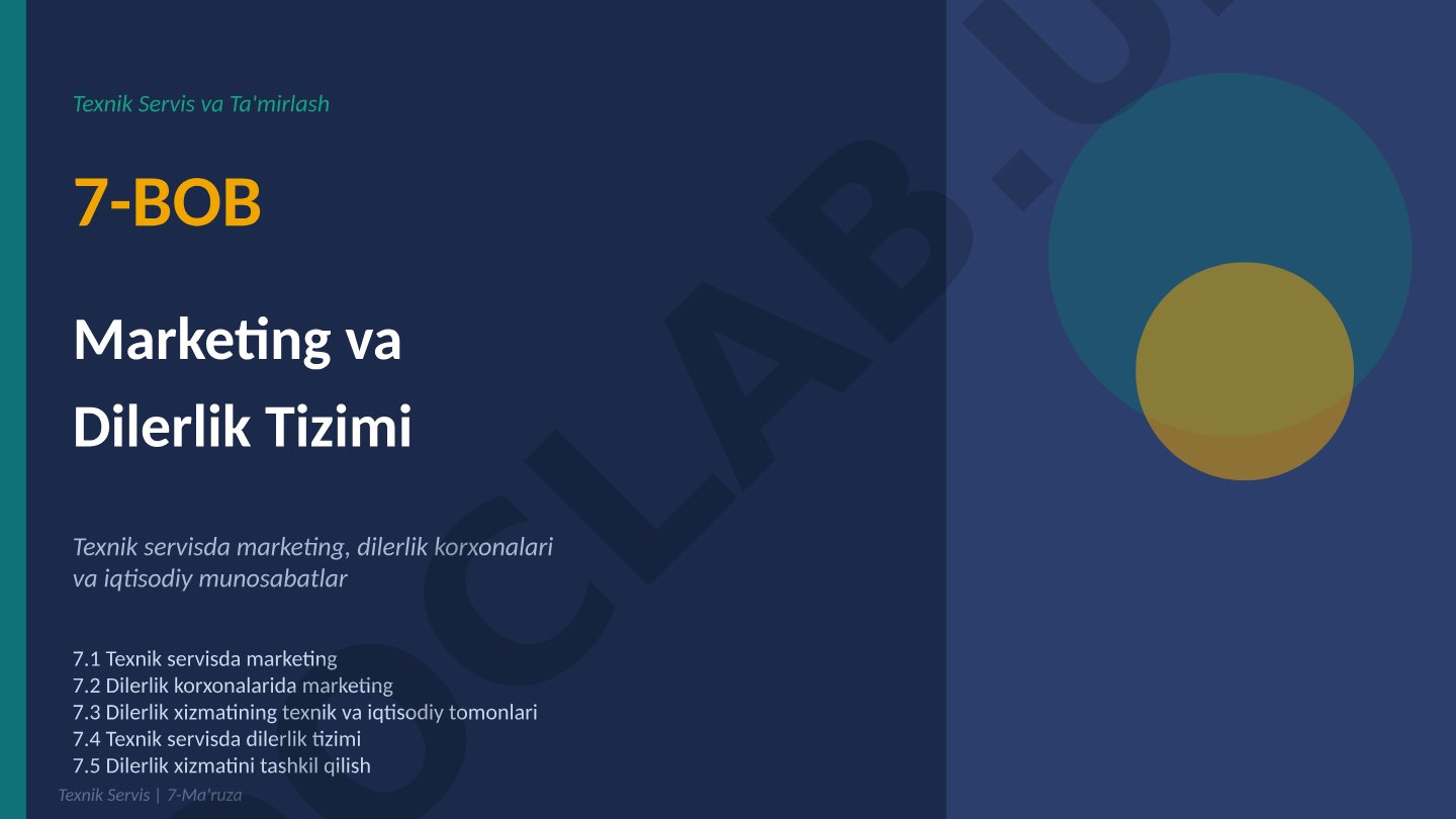 Texnik servisda marketing va dilerlik tizimi