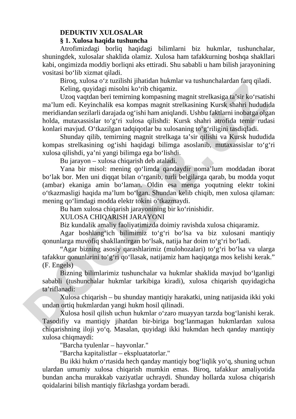 Deduktiv xulosalar haqida tushuncha