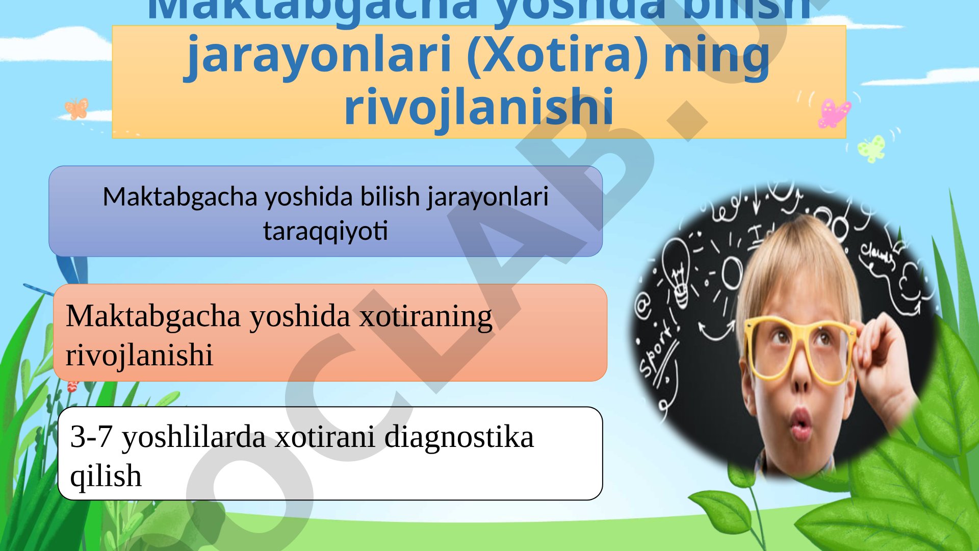 Maktabgacha yoshda bilish jarayonlari (Xotira) ning rivojlanishi
