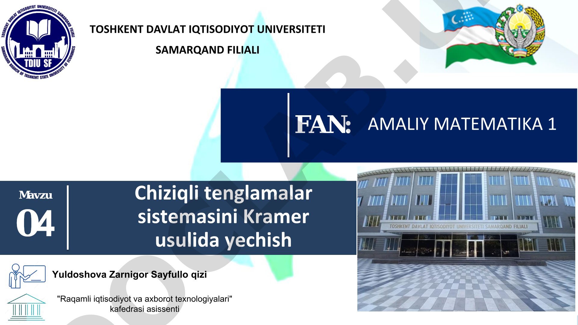 Chiziqli tenglamalar sistemasini Kramer usulida yechish