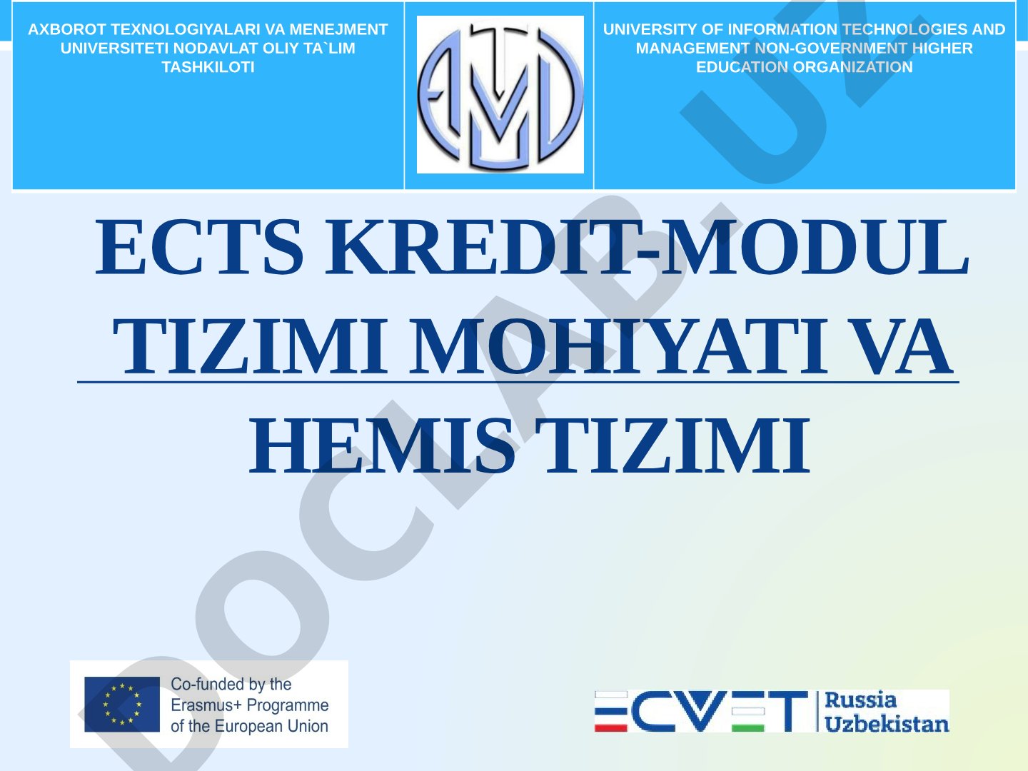 ECTS Kredit-modul tizimi mohiyati va HEMIS tizimi