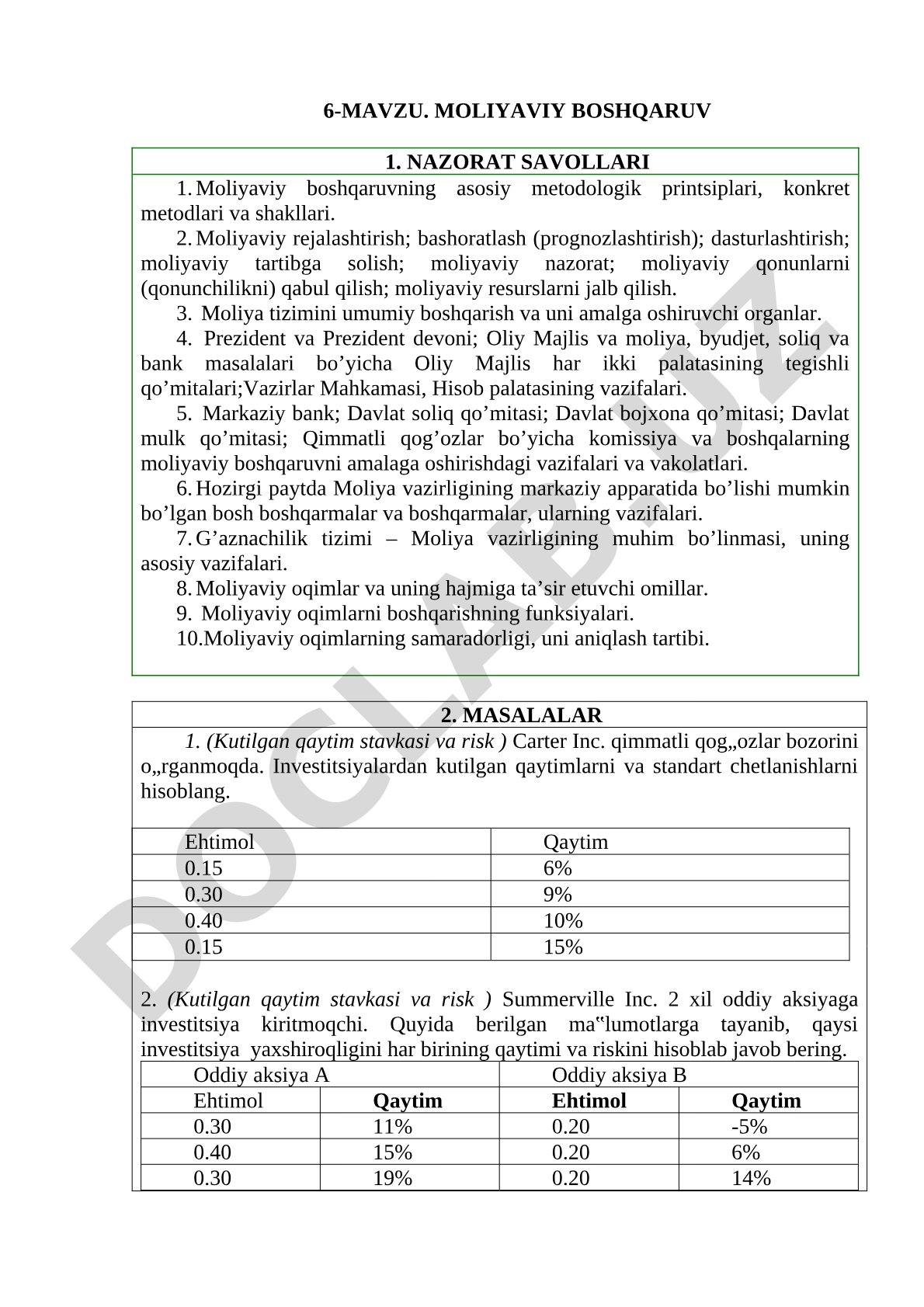 Moliyaviy boshqaruv