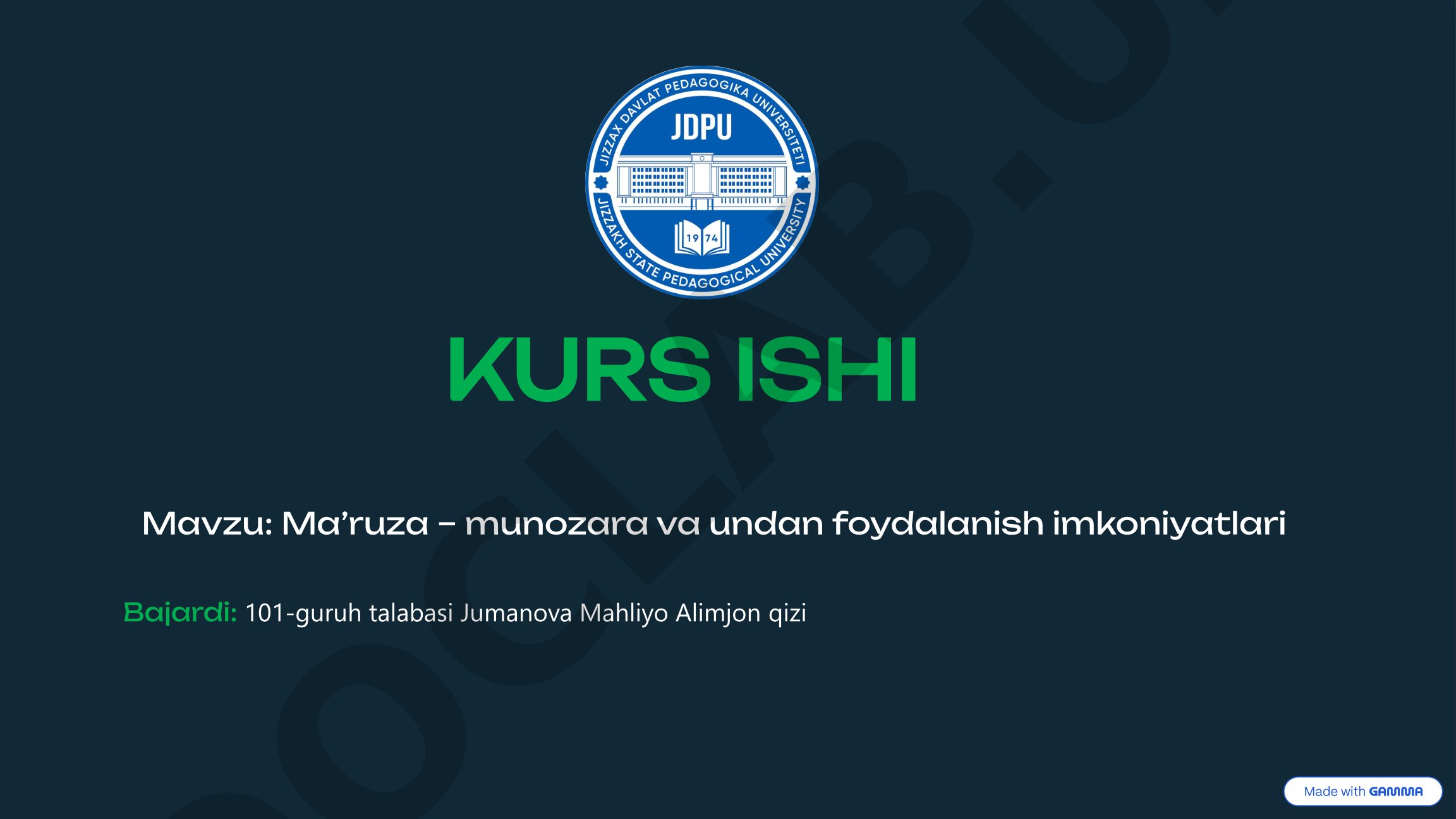 Ma'ruza – munozara va undan foydalanish imkoniyatlari