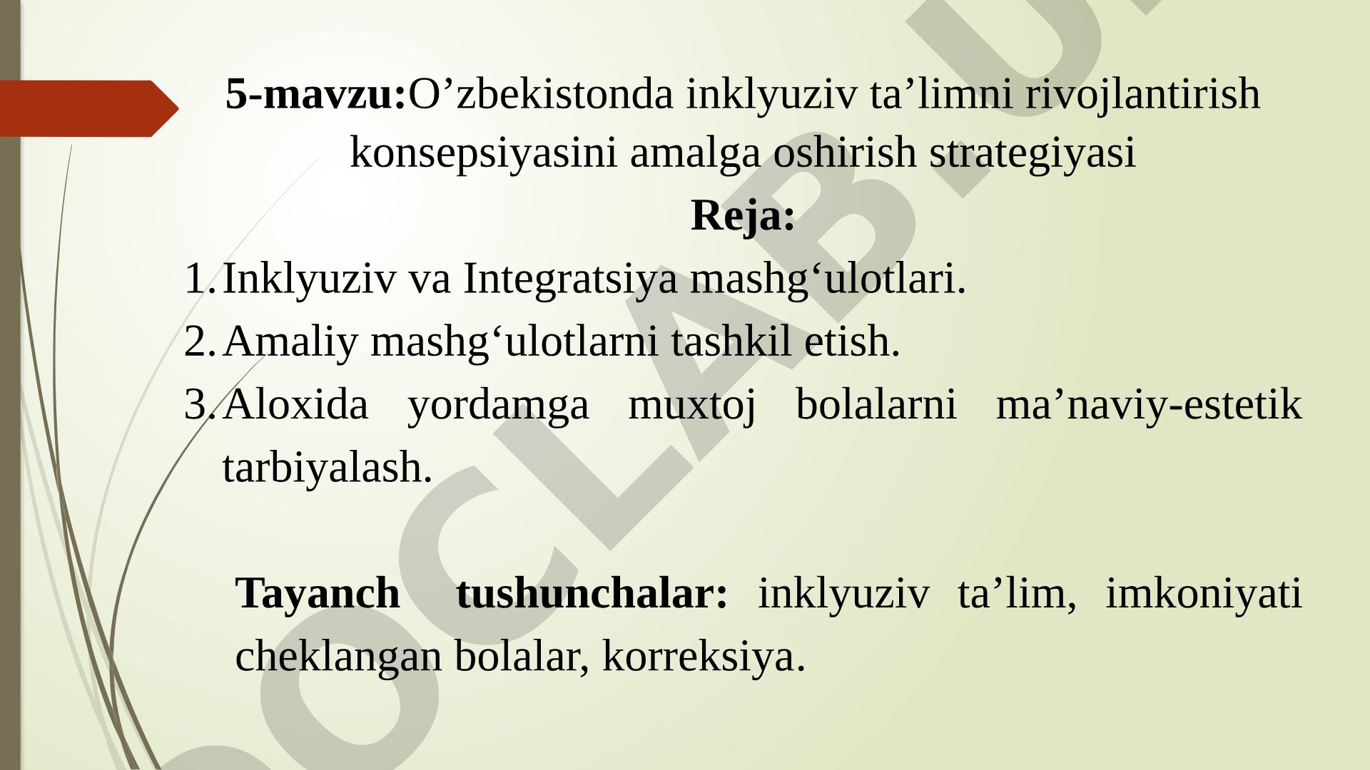 O'zbekistonda inklyuziv ta'limni rivojlantirish konsepsiyasini amalga oshirish strategiyasi