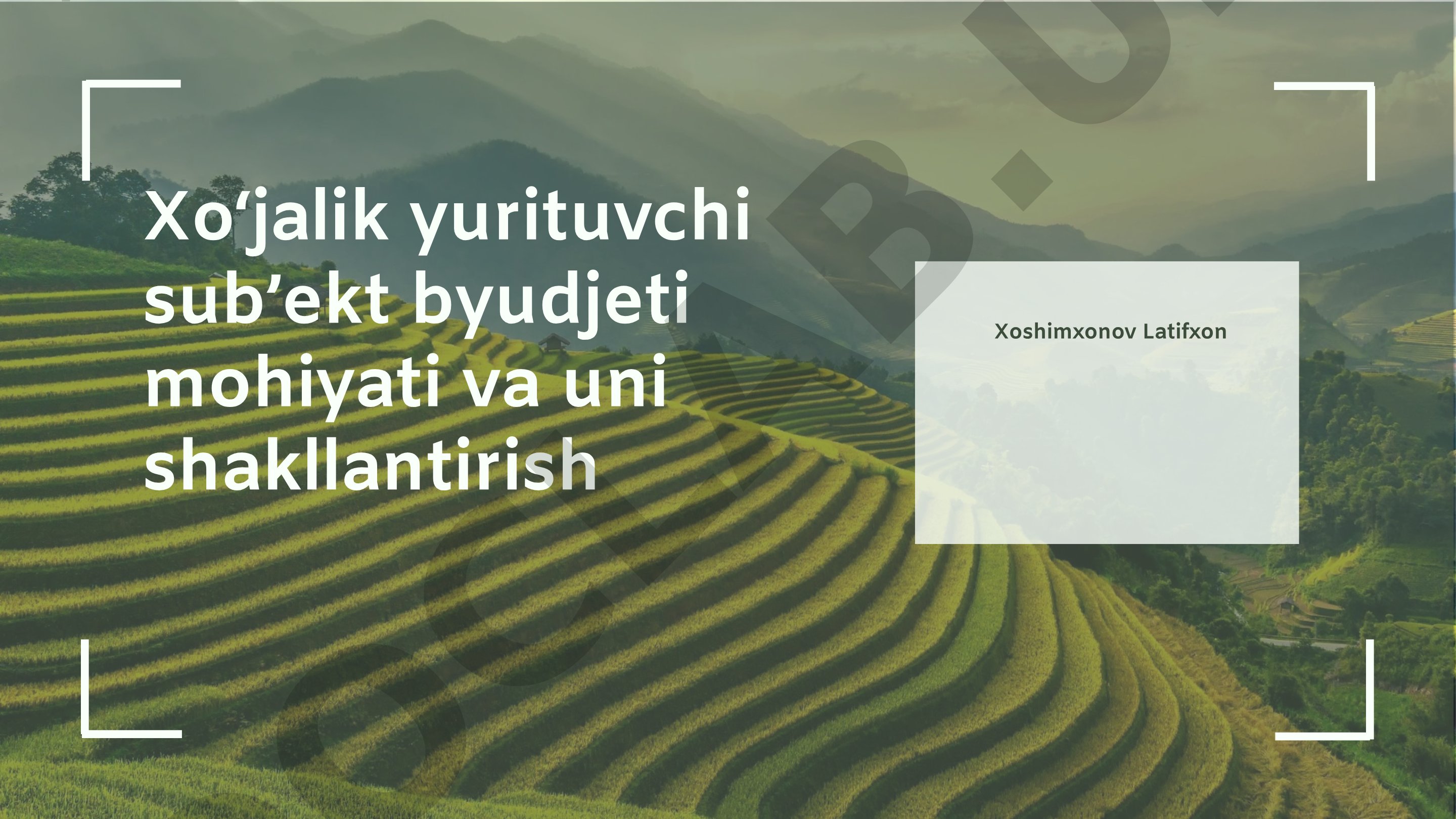 Xo‘jalik yurituvchi sub’ekt byudjeti mohiyati va uni shakllantirish