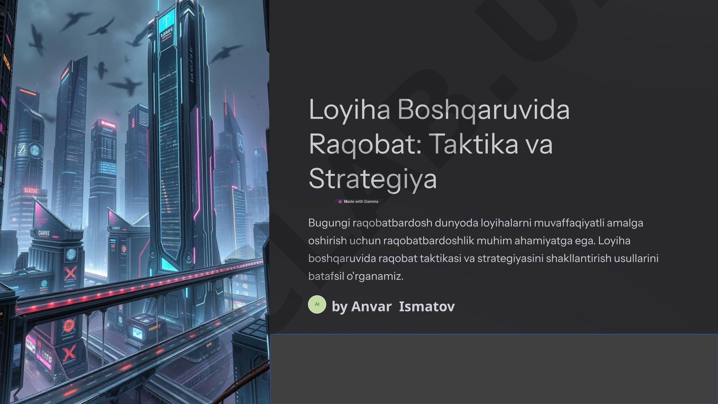 Loyiha Boshqaruvida Raqobat: Taktika va Strategiya