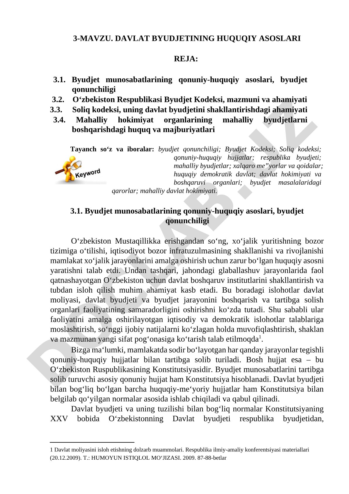 Davlat byudjetining huquqiy asoslari