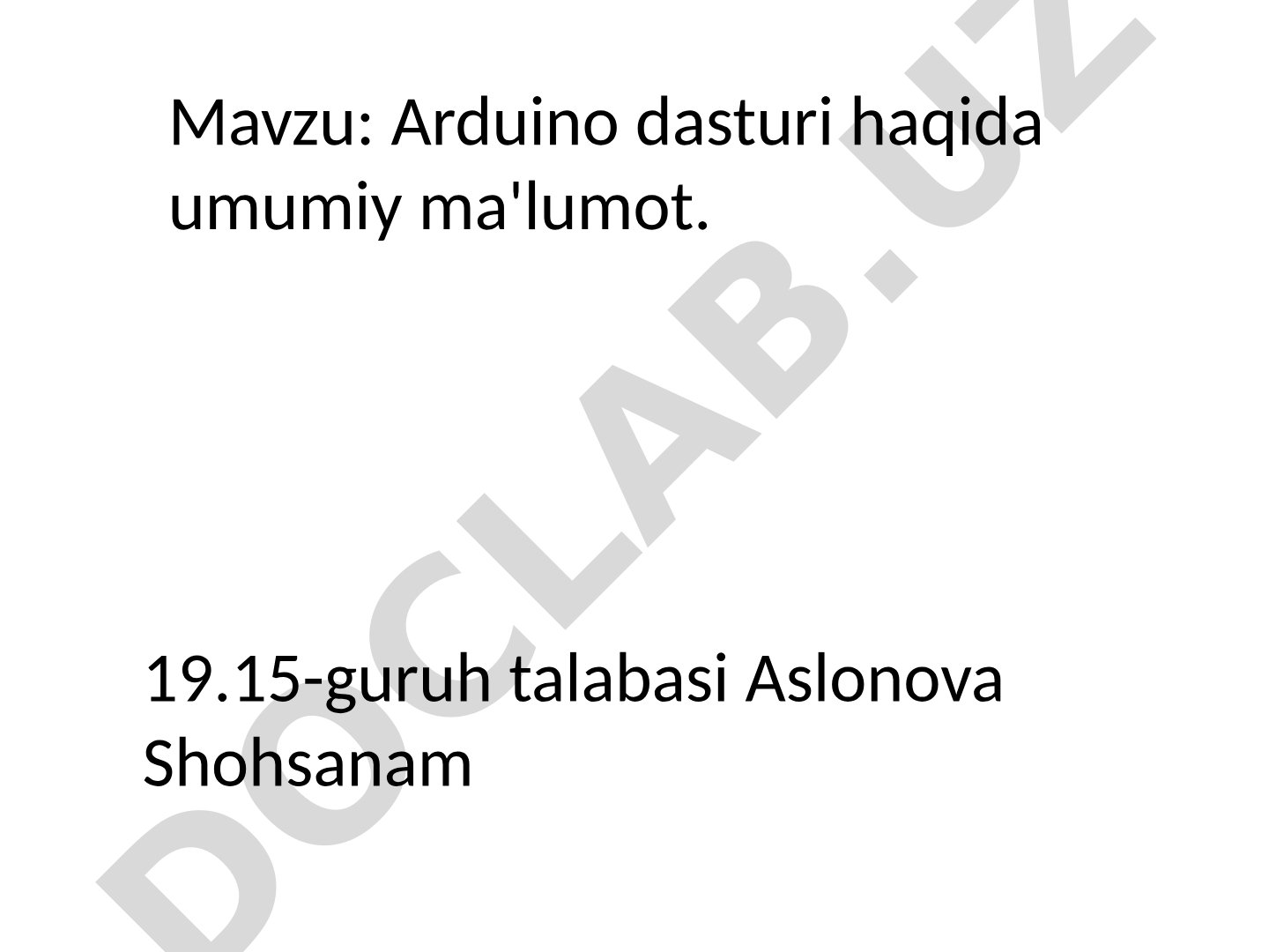 Arduino dasturi haqida umumiy ma'lumot