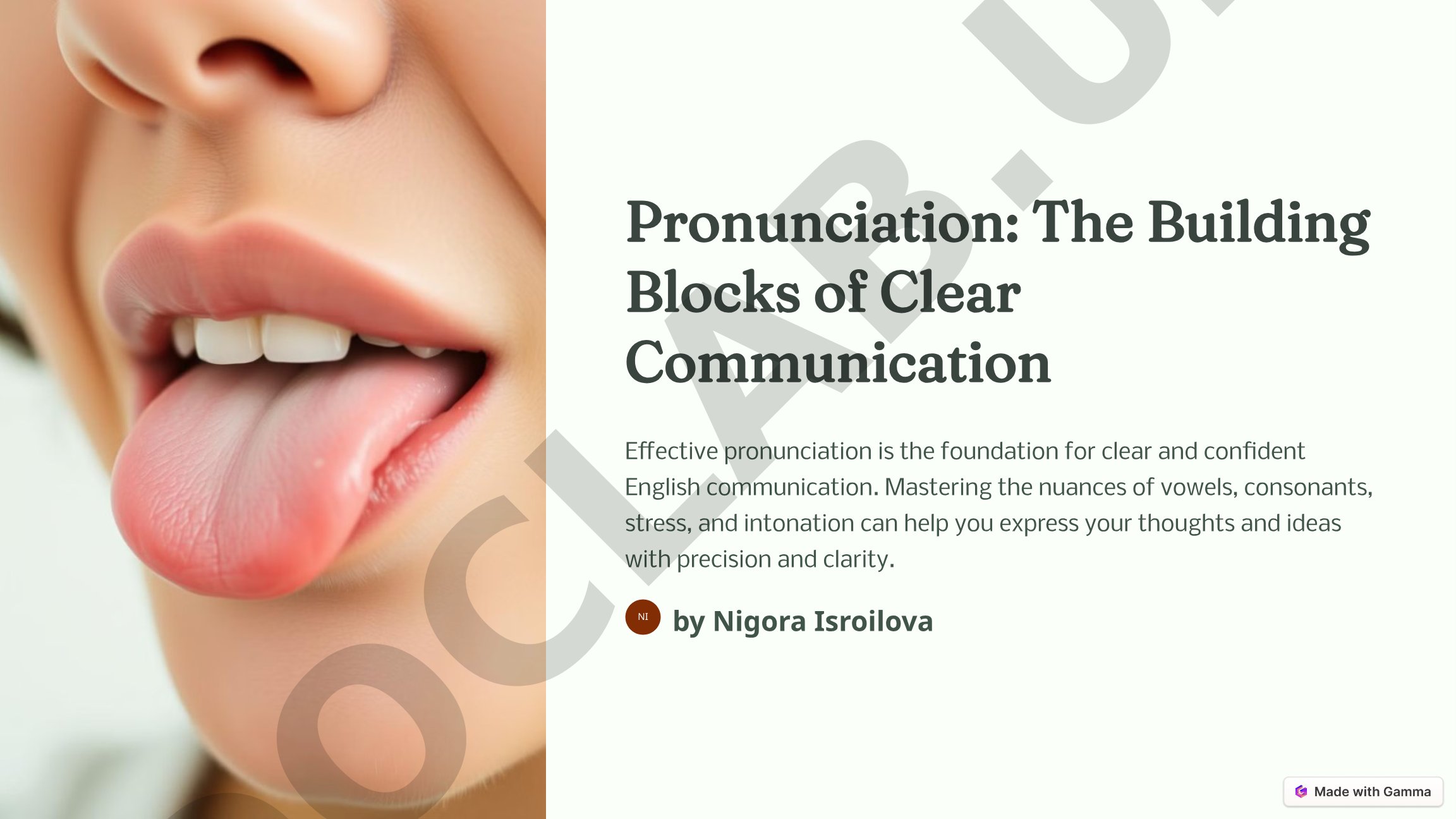 Pronunciation: The Building Blocks of Clear Communication
