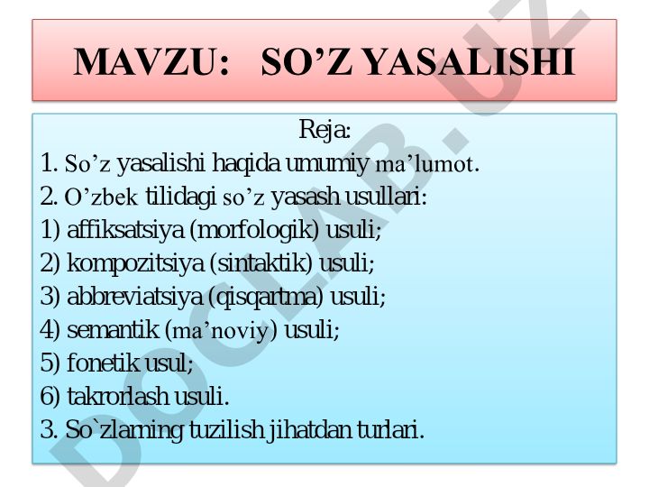 SO’Z YASALISHI
