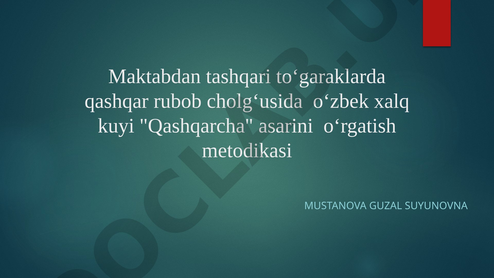 Qashqar rubob cholg‘usida o‘zbek xalq kuyi "Qashqarcha" asarini o‘rgatish metodikasi