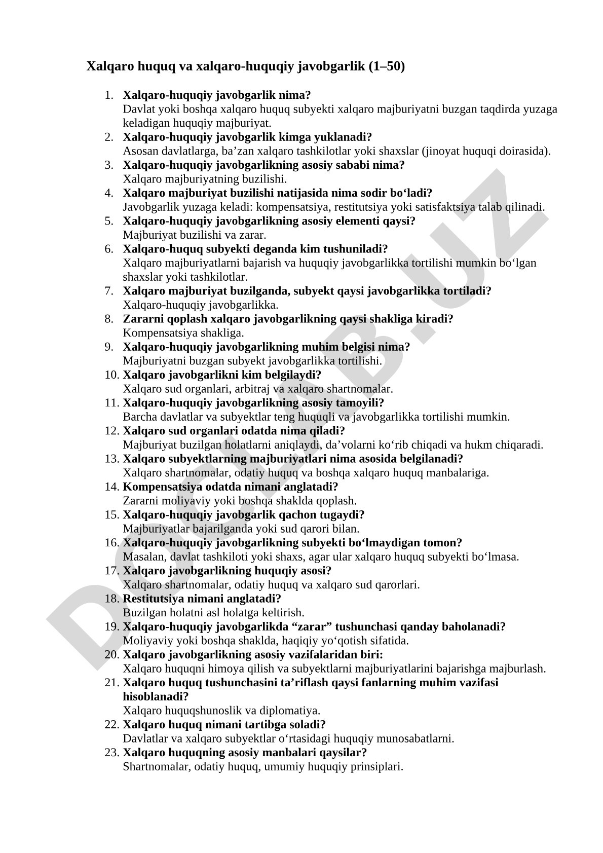 Xalqaro huquq va xalqaro-huquqiy javobgarlik (1–50)