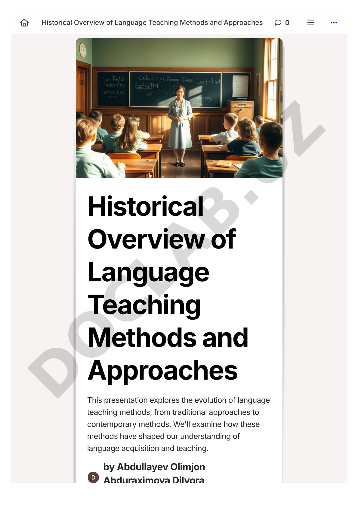 Historical Overview of Language Teaching Methods and Approaches