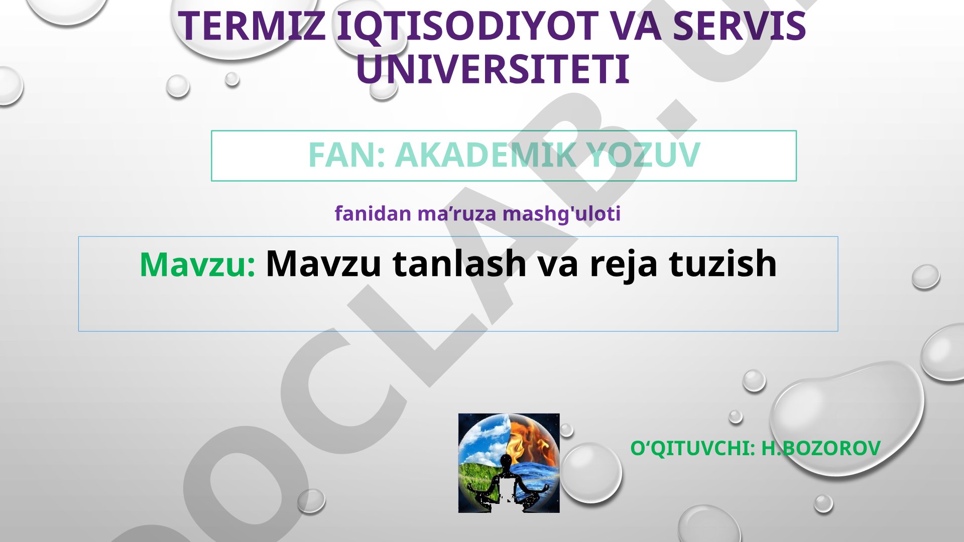 Mavzu tanlash va reja tuzish