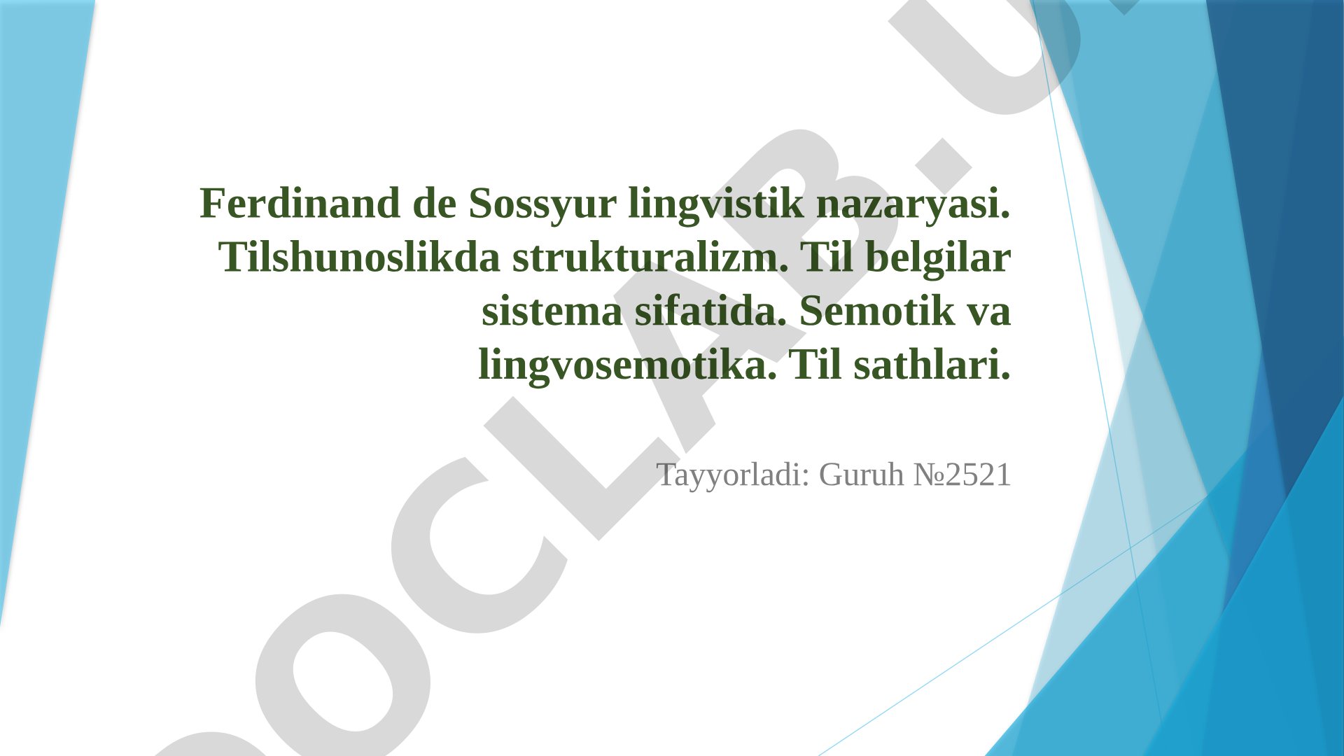 Ferdinand de Sossyur lingvistik nazaryasi