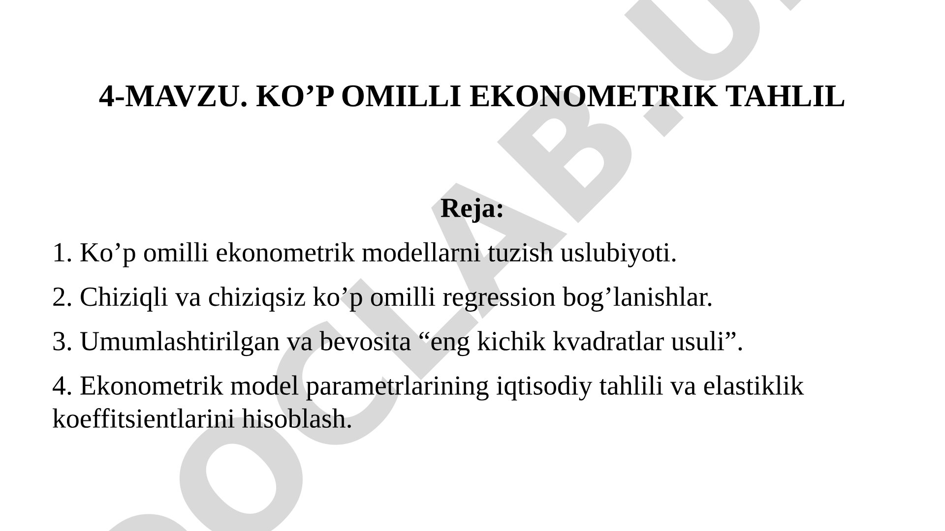Ko’p omilli ekonometrik tahlil
