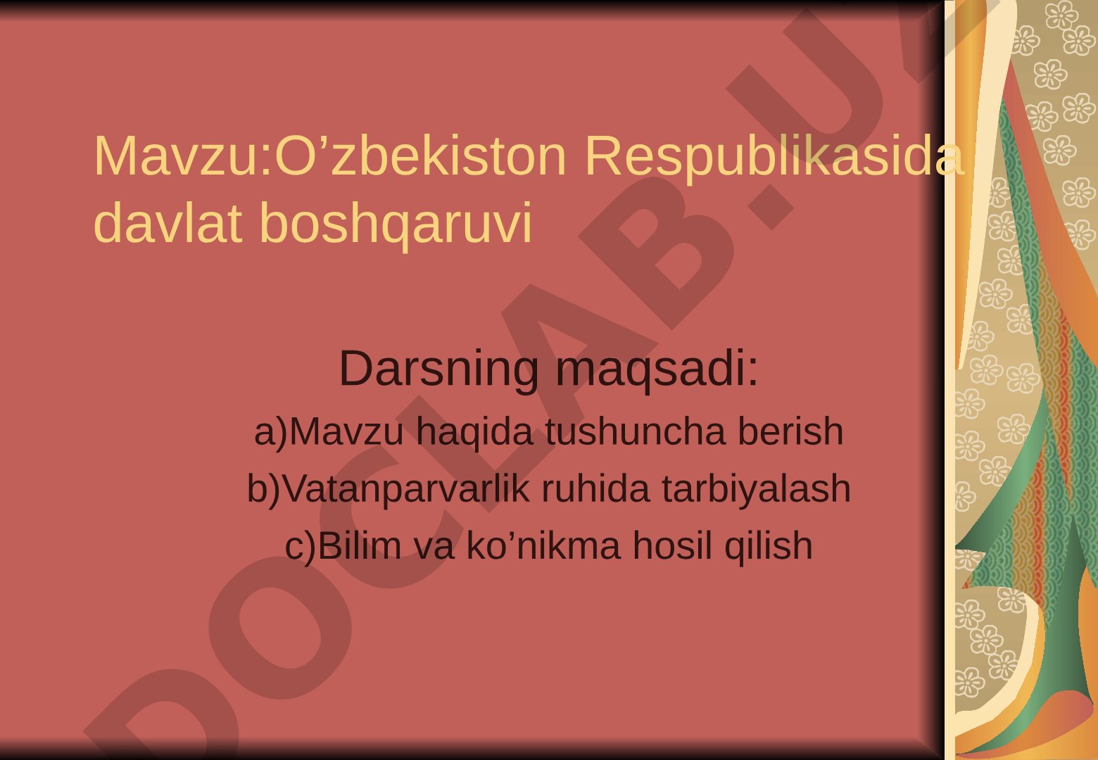 O'zbekiston Respublikasida davlat boshqaruvi