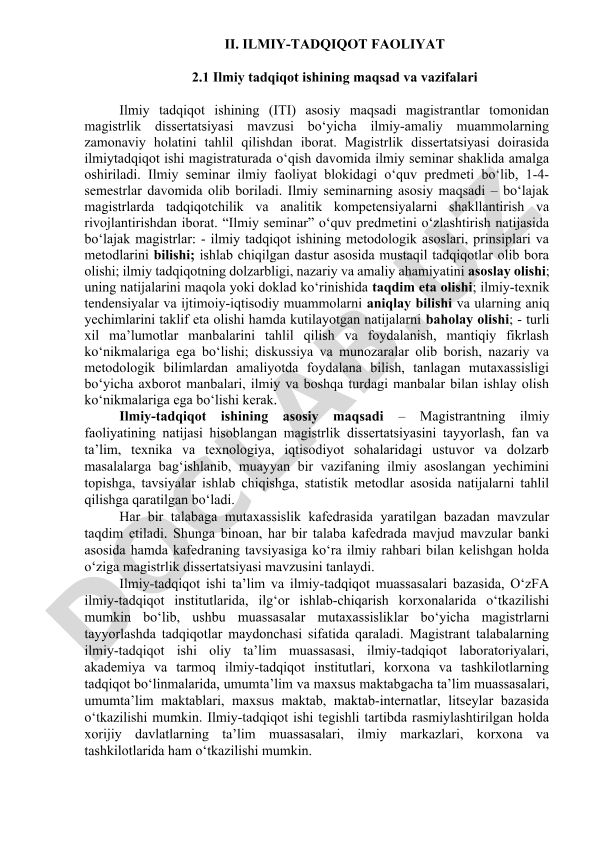 Ilmiy tadqiqot ishining maqsad va vazifalari