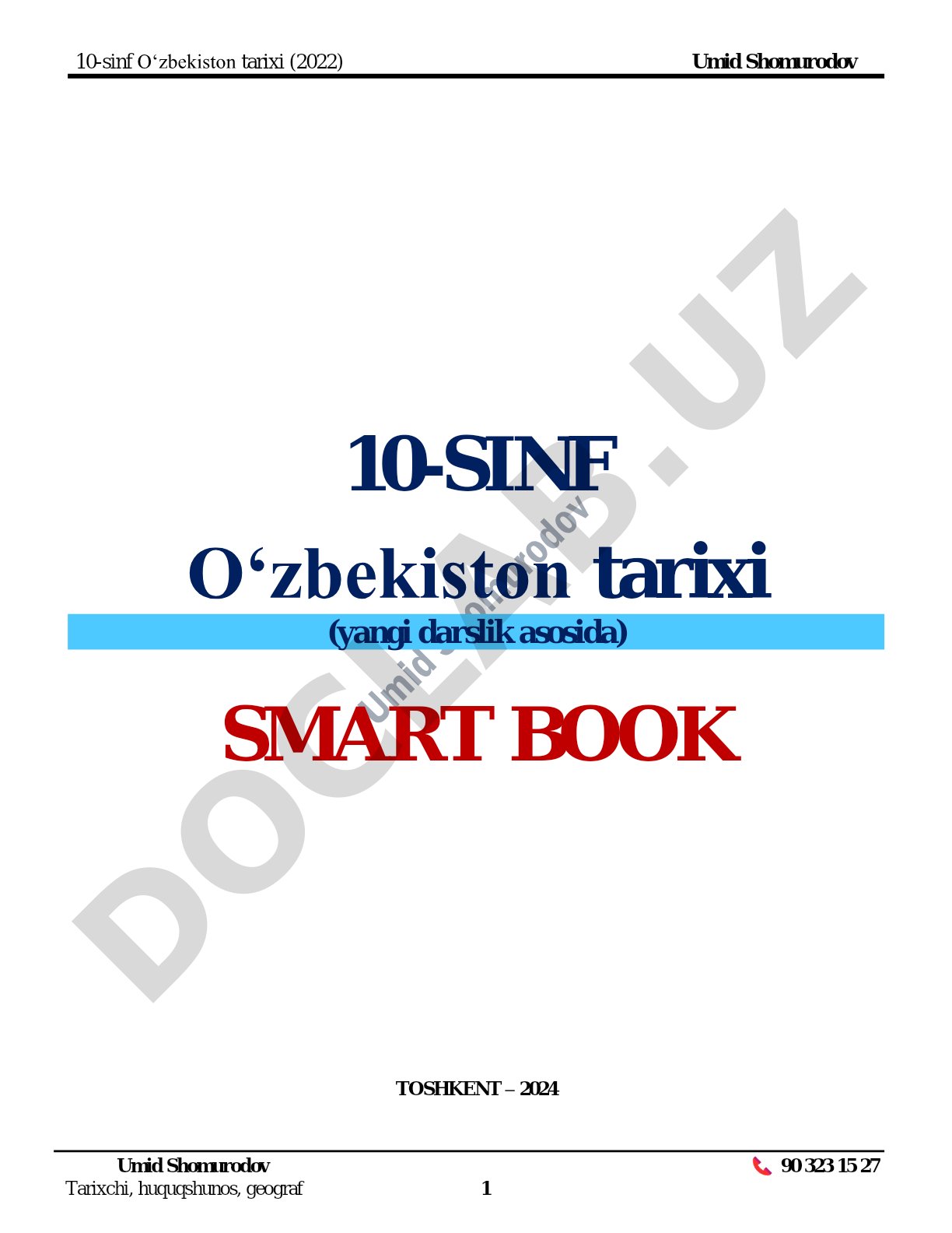 O‘zbekiston tarixi 10-sinf: XIX asr ikkinchi yarmi va XX asr 90-yillari
