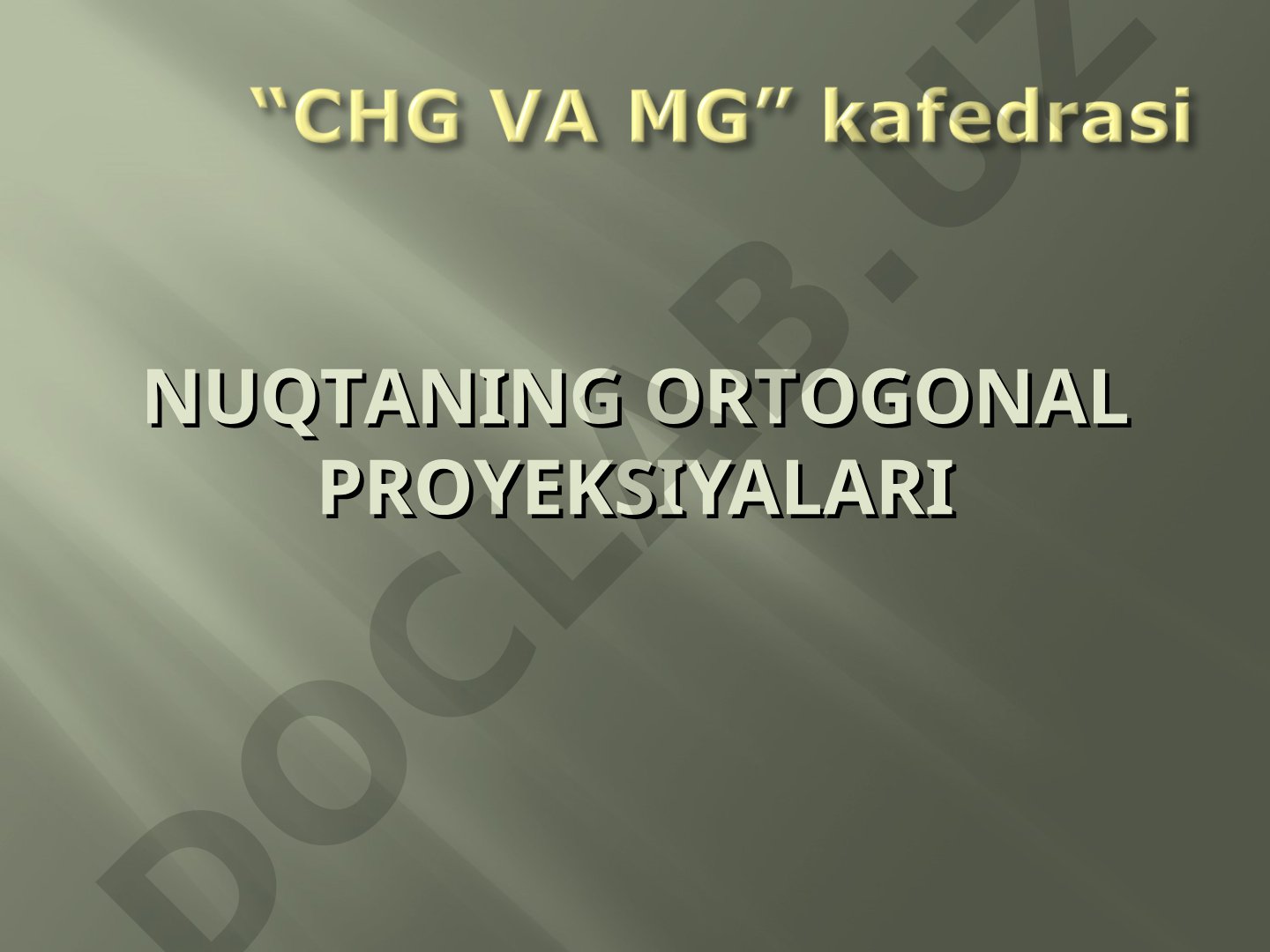 Nuqtaning ikkita proyeksiyalar tekisligidagi ortogonal proyeksiyalari