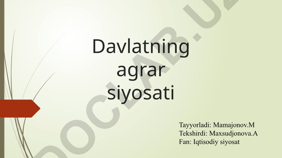 Davlat agrar siyosati va qishloq xo'jaligi rivojlanishi