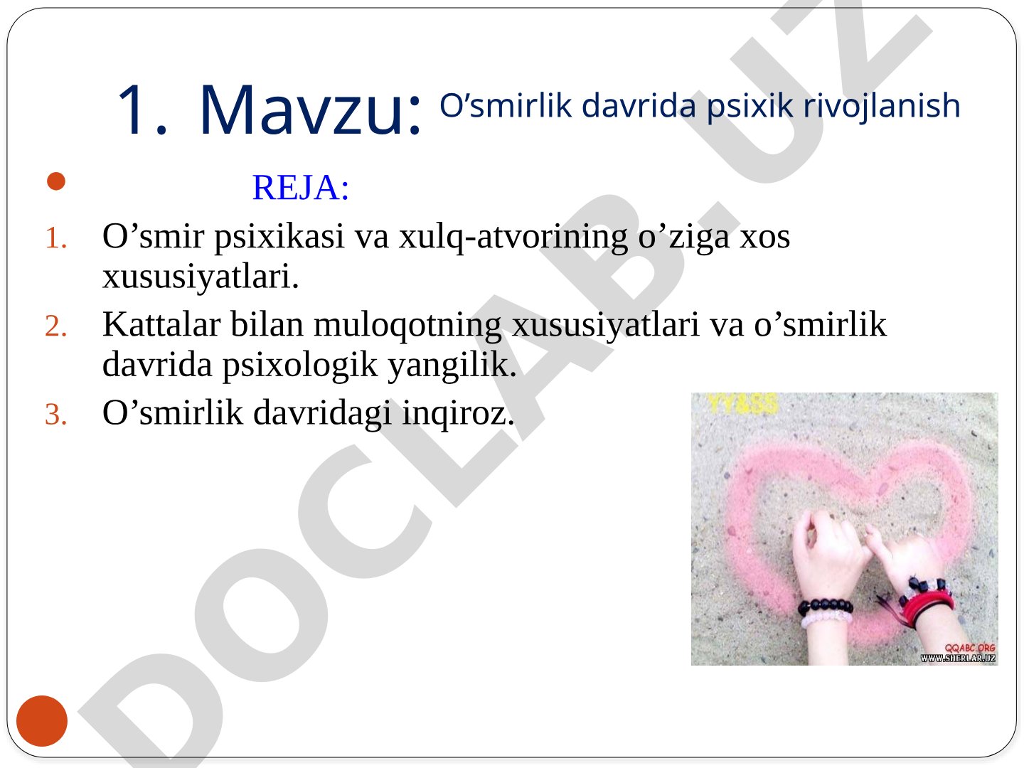 O’smirlik davrida psixik rivojlanish