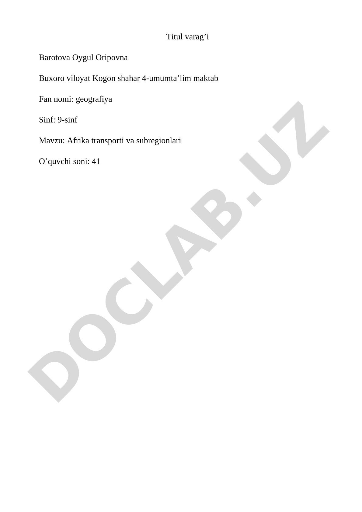 Afrika transporti va subregionlari