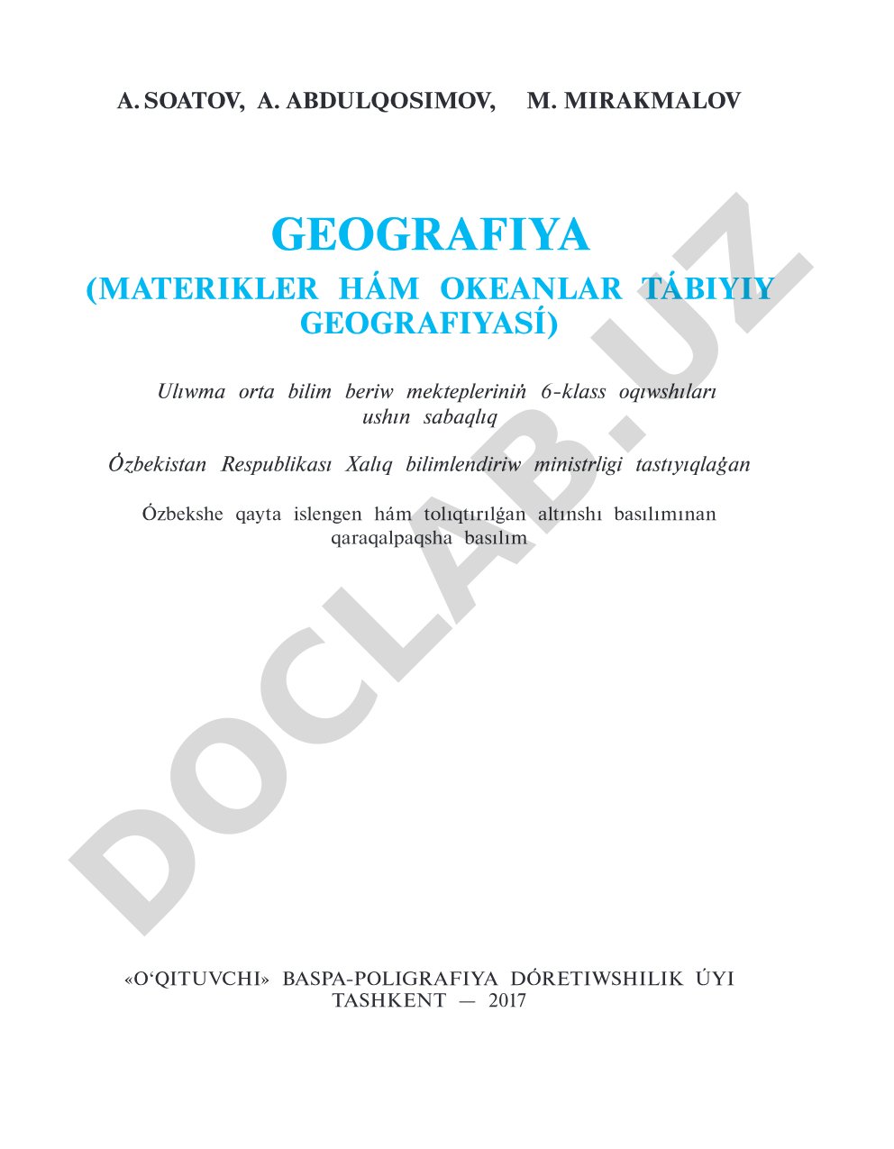 Materikler hám okeanlar tábiyiy geografiyası