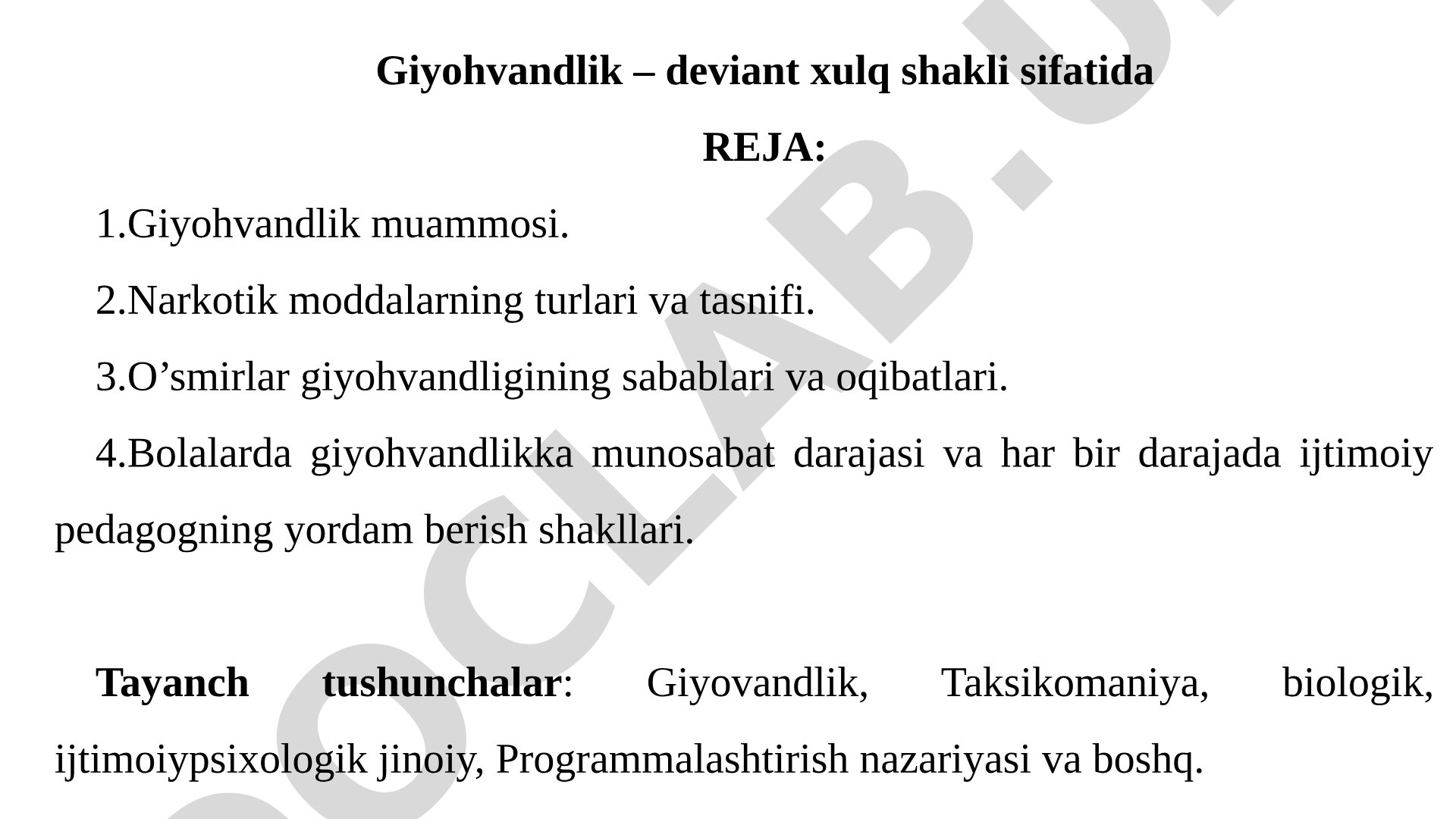 Giyohvandlik – deviant xulq shakli sifatida
